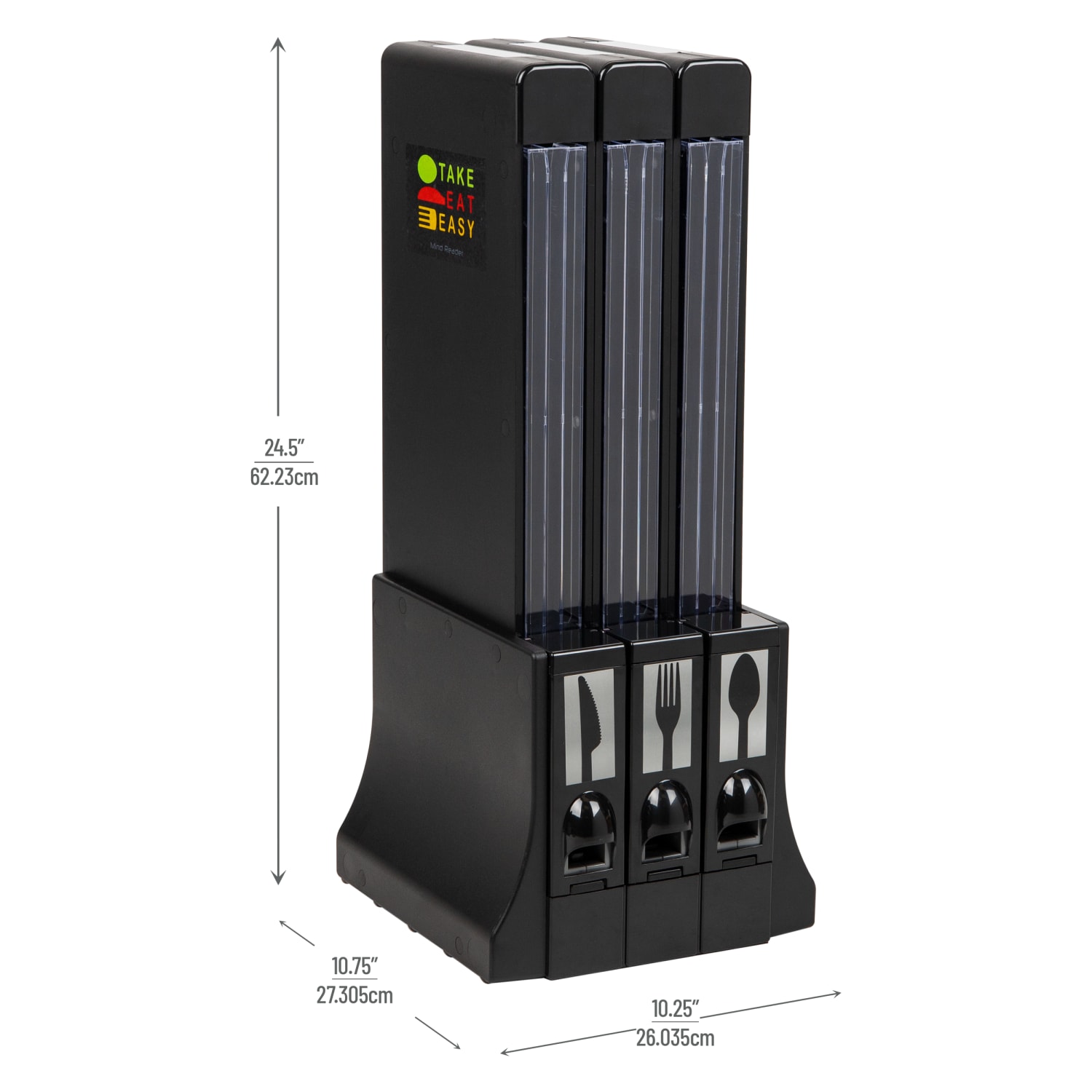 Mind Reader 3-Compartment Utensil Dispenser, 24-1/2inH x x 10-3/4inW x 10-1/4inL, Black - Image 4