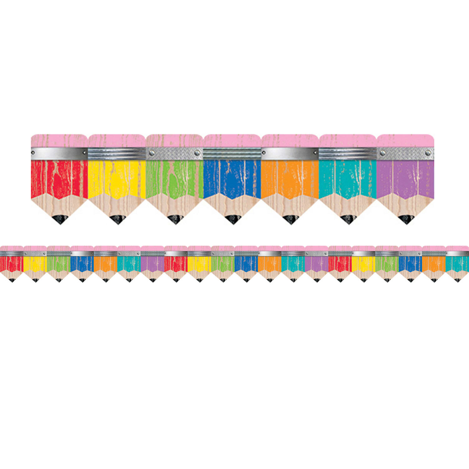 Creative Teaching Press Scallops EZ Borders, Rustic Pencils, 24 Borders Per Pack, Set Of 3 Packs - Image 3