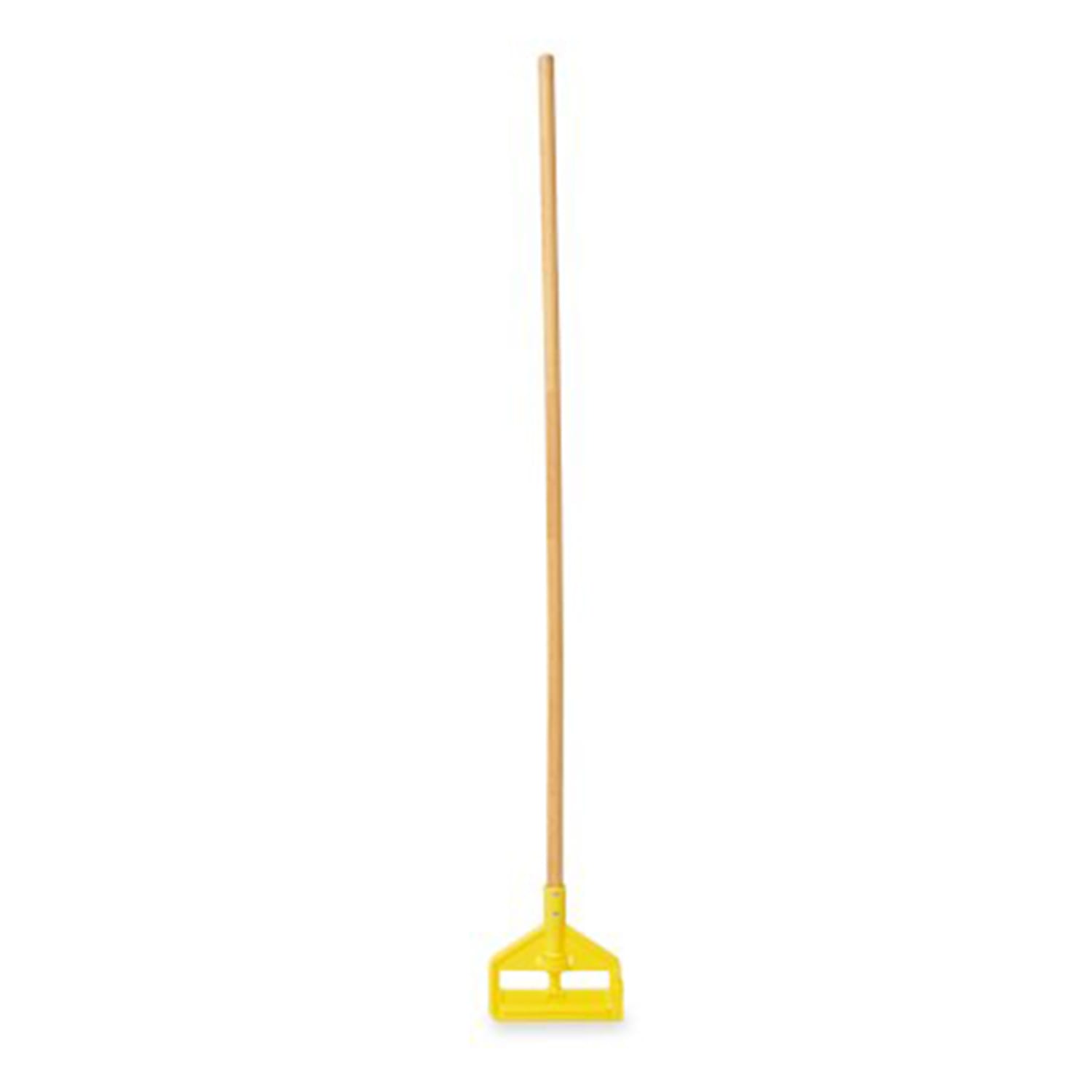 Rubbermaid Commercial Invader Wood Side-Gate Wet Mop Handle, 54in, Natural/Yellow - Image 3