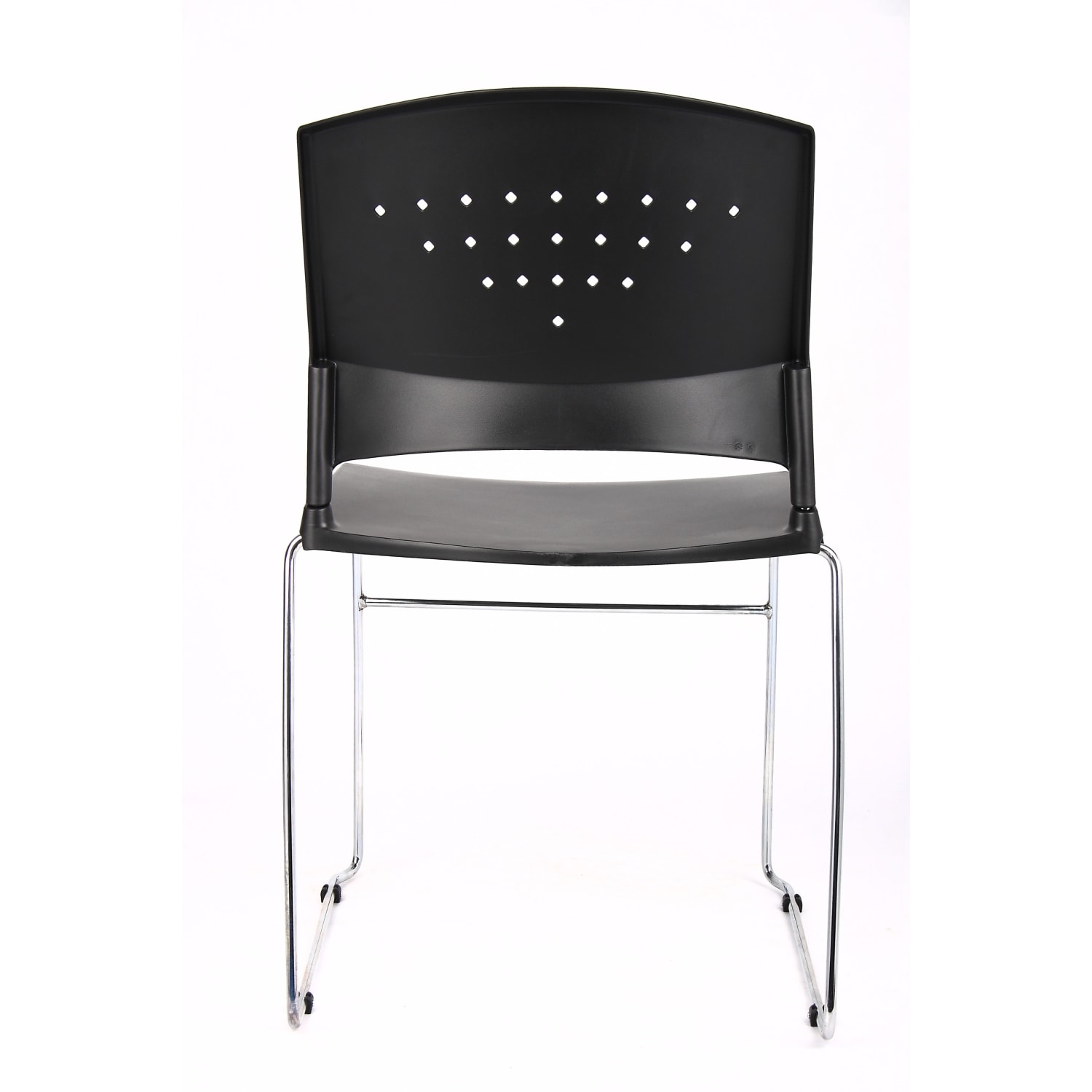 Boss Office Products Stack Chairs BlackChrome Set Of 4 Chairs PopularChairscom