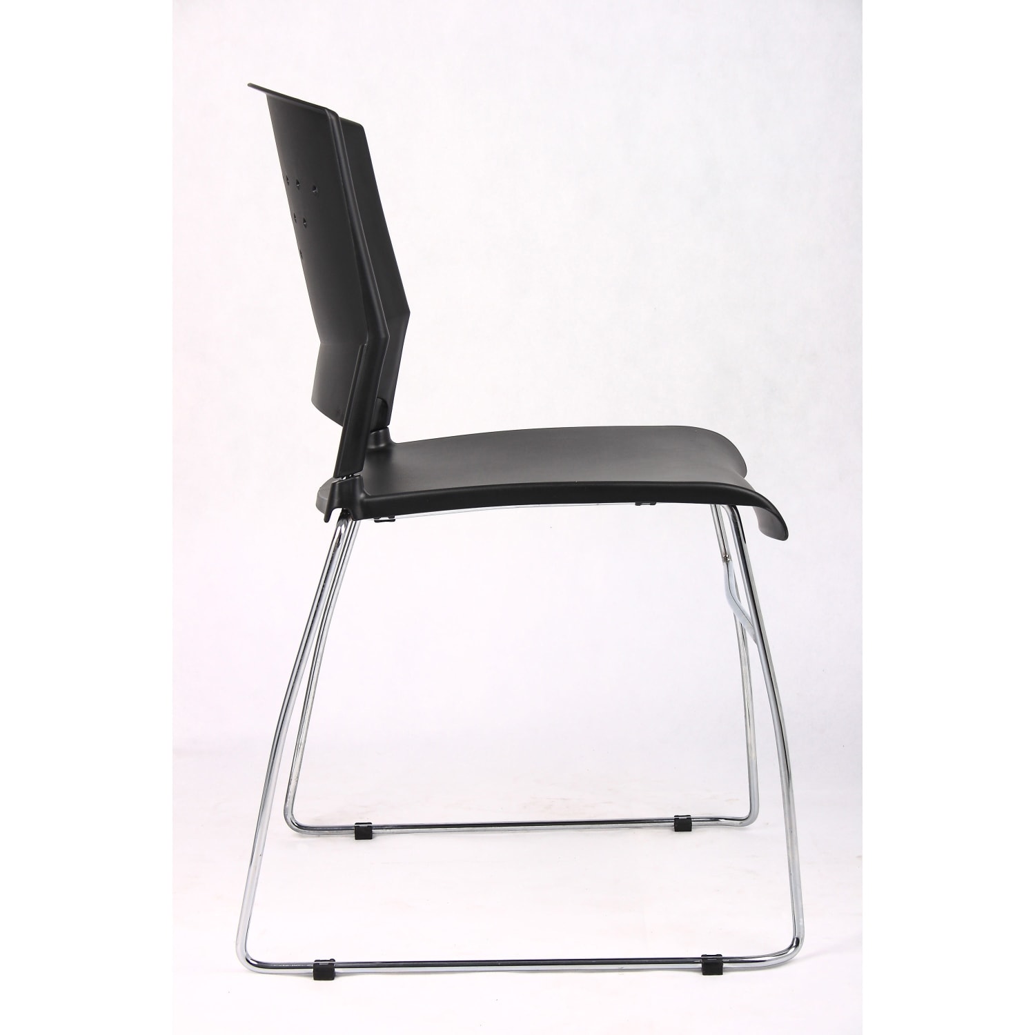 Boss Office Products Stack Chairs BlackChrome Set Of 4 Chairs PopularChairscom