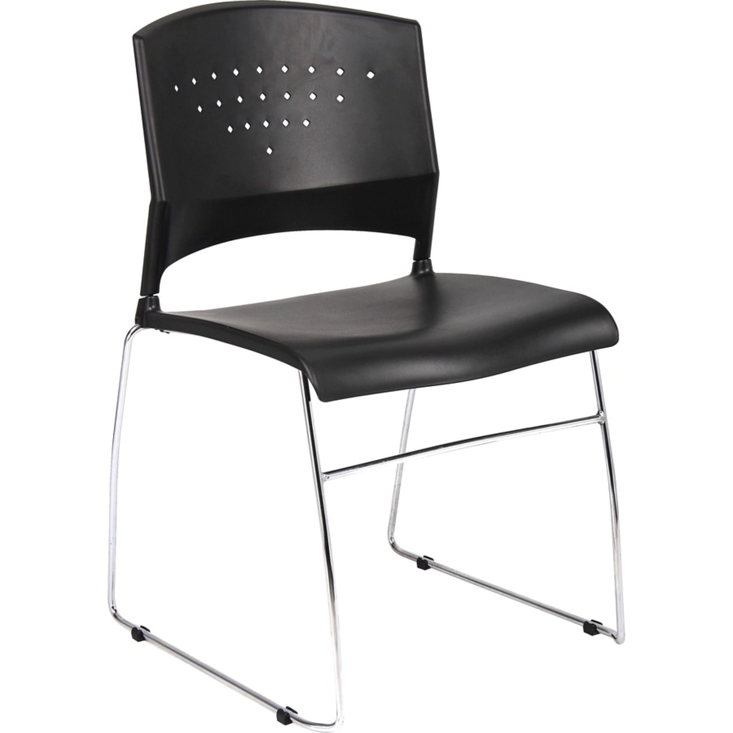 Boss Office Products Stack Chairs BlackChrome Set Of 4 Chairs PopularChairscom
