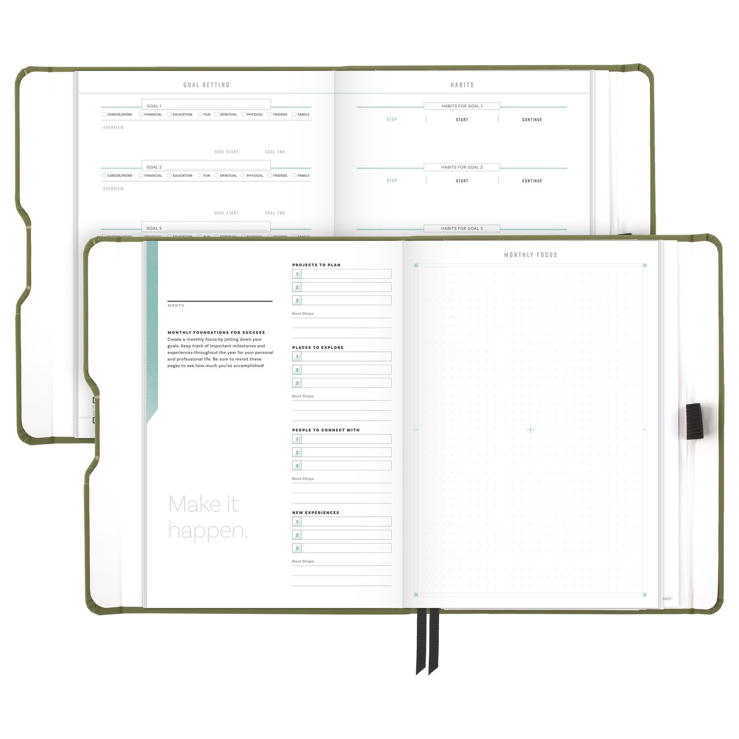 AT-A-GLANCE FOUNDATION GOAL SETTING Undated Weekly Monthly Planner, Green, Small, 5 1/2in x 8 1/2in - Image 5