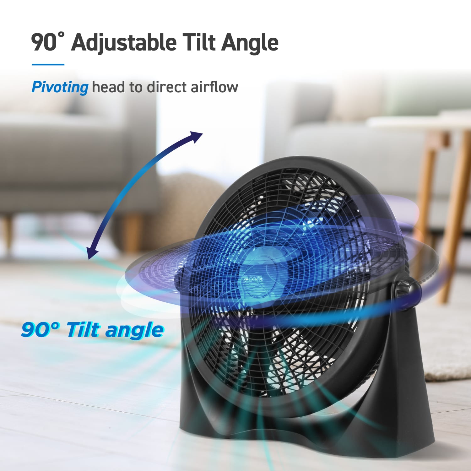 Commercial Cool 16in High-Velocity Floor Fan, 19-3/16inH x 20-9/16inW x 6-7/16inD, Black - Image 4