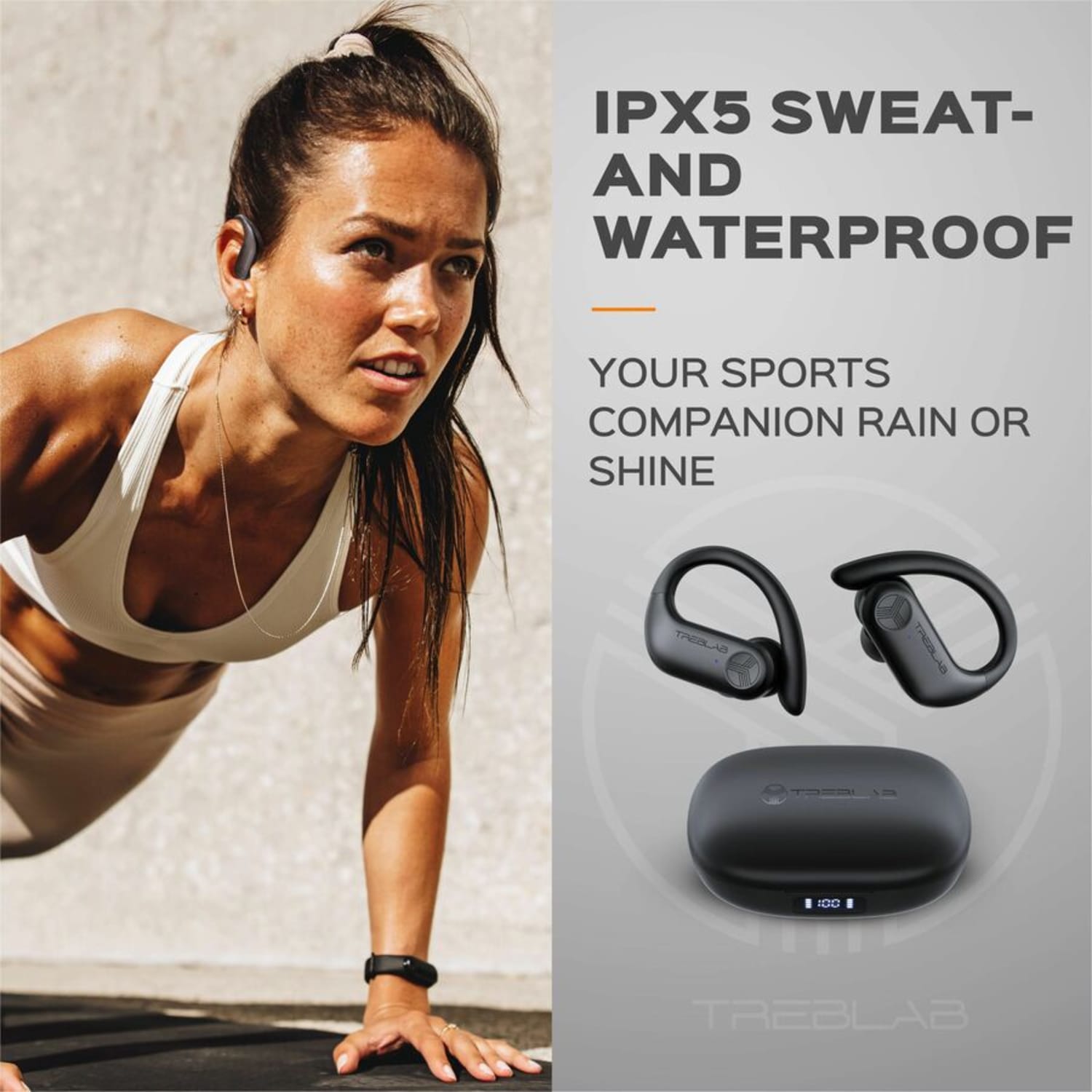 TREBLAB X3 Pro - True Wireless Earbuds with Earhooks - 145H Battery Life, Bluetooth 5.0, IPX5 Waterproof Earbuds - X3PROB - Image 4
