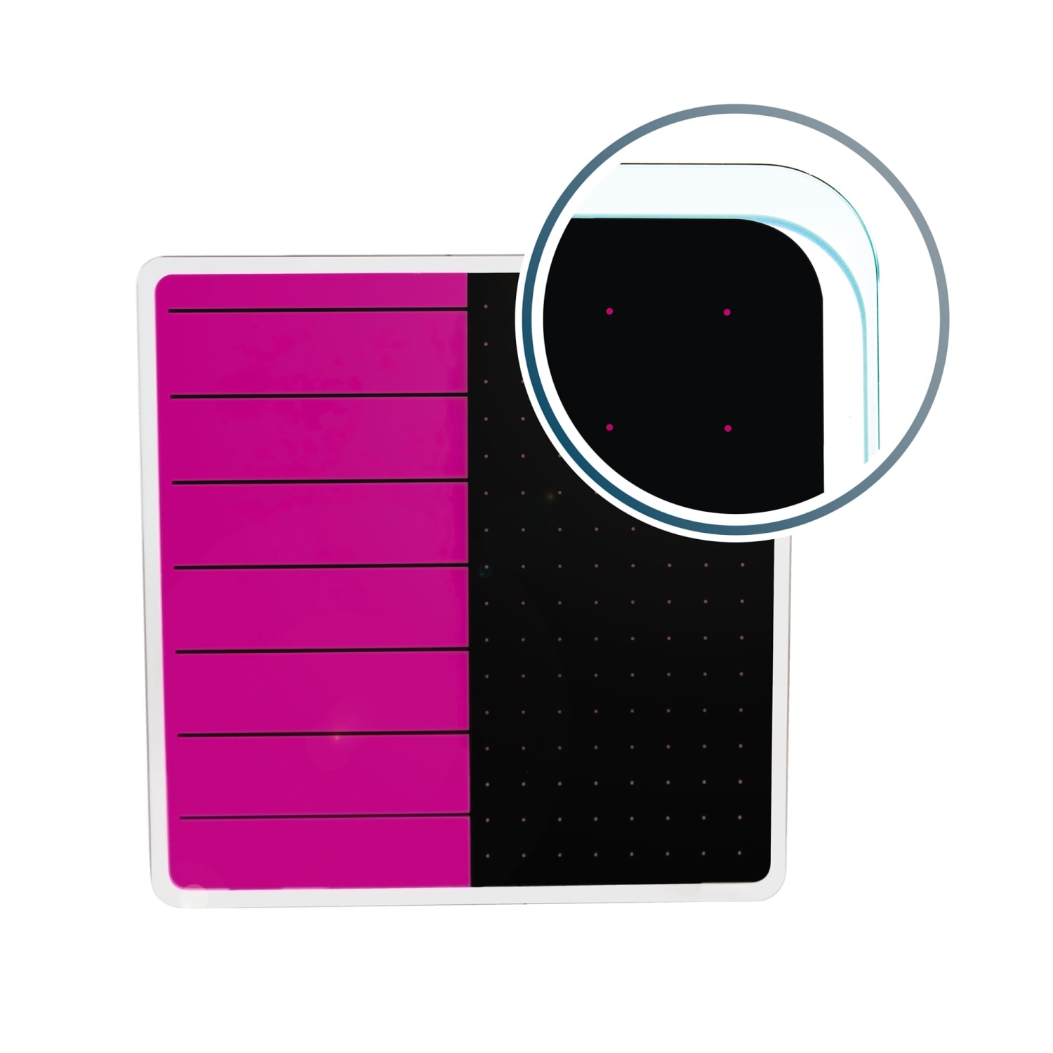 Floortex Viztex Glacier Plan & Grid Glass Dry Erase Board, 14in x 14in, Violet & Black