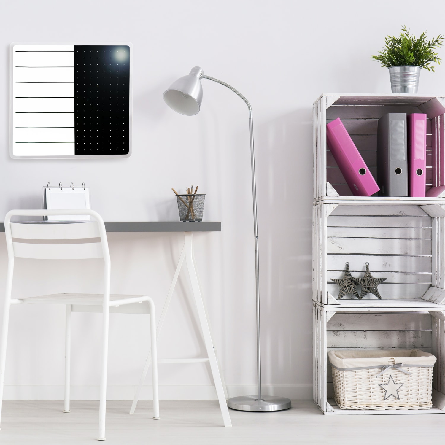 Floortex Viztex Glacier Plan & Grid Glass Dry Erase Board, 14in x 14in, White & Black - Image 4