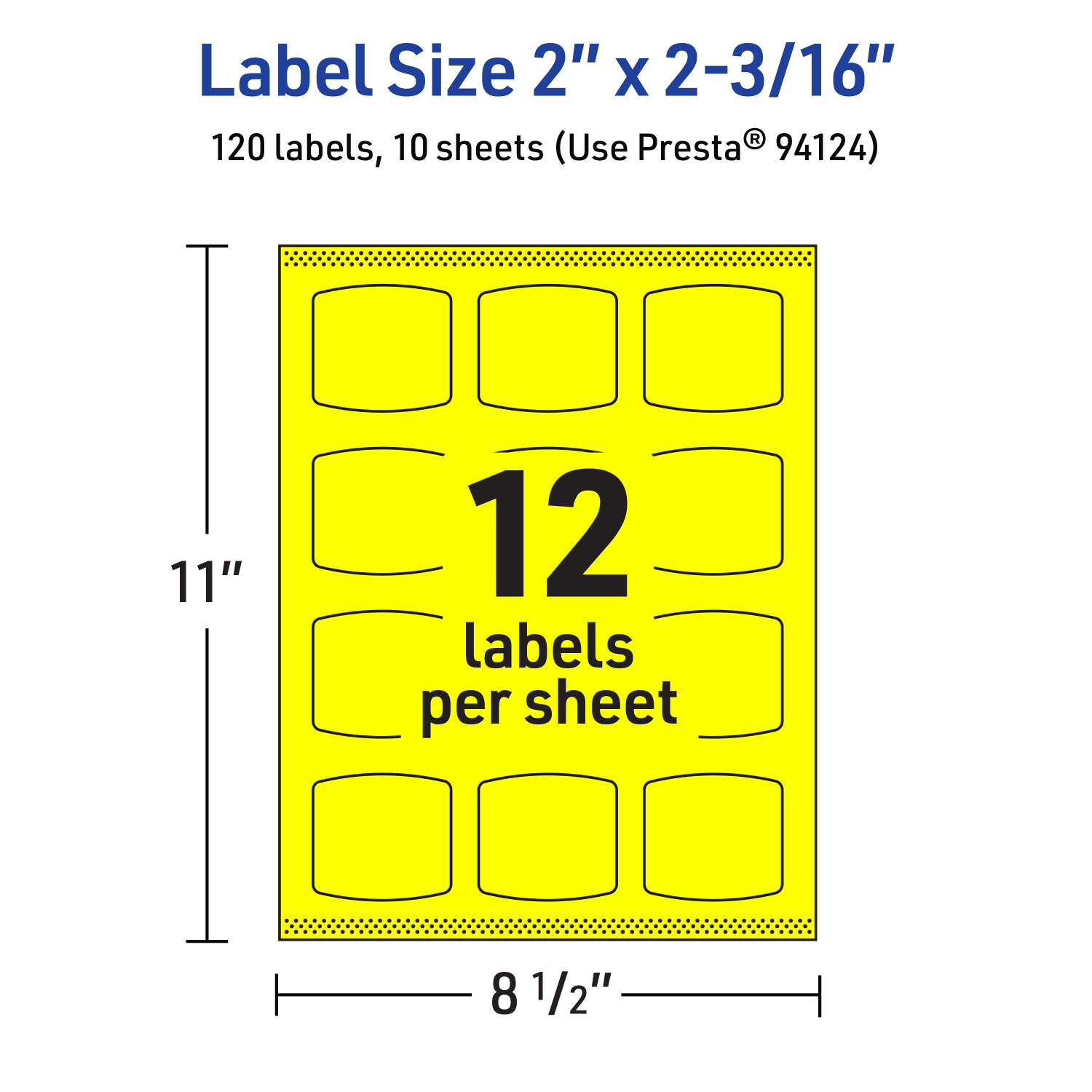 Avery Print-To-The-Edge Labels With Sure Feed Technology, 94124-NYP10, Arched Square, 2in x 2-3/16in, Matte Neon Yellow, Pack of 120 - Image 6