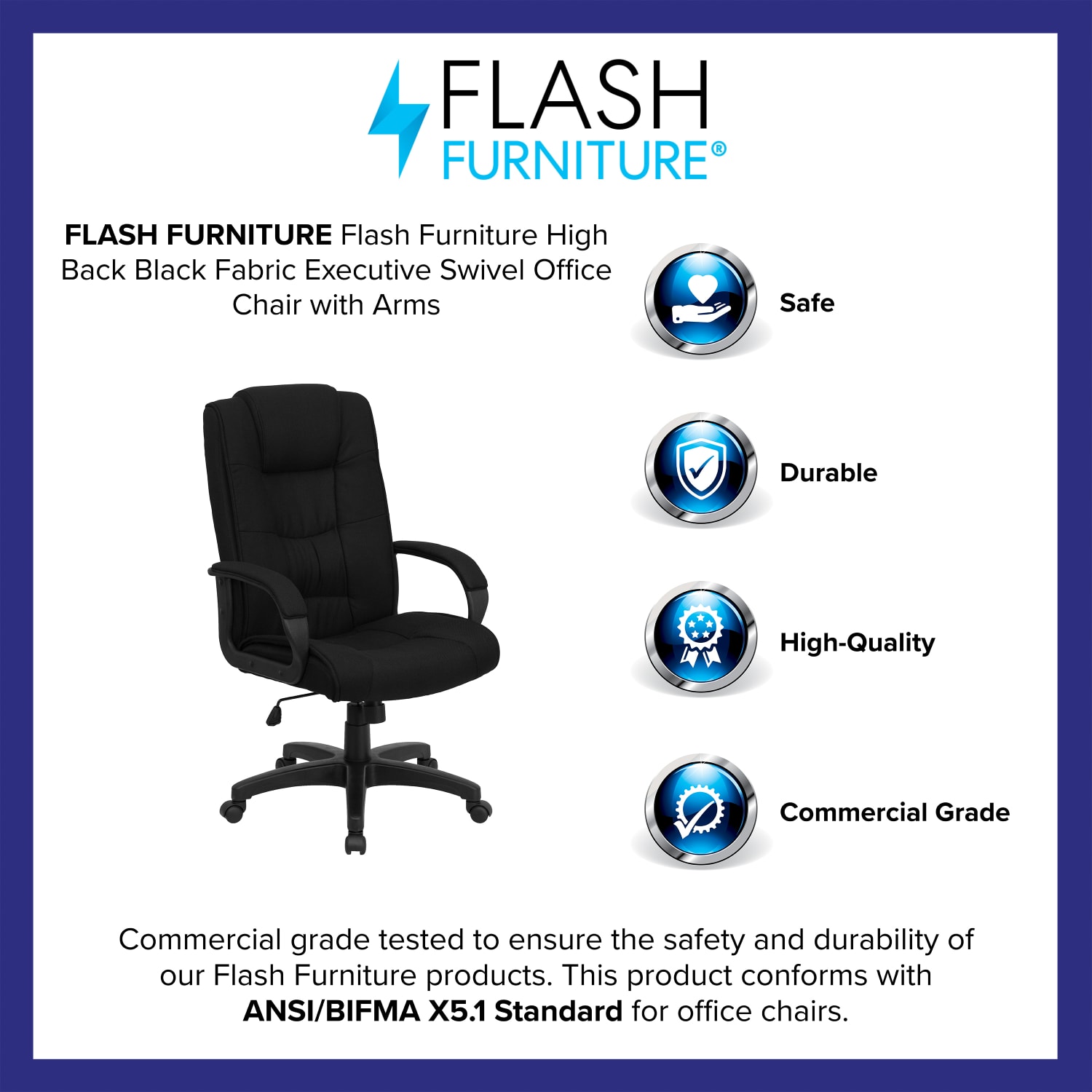 Flash Furniture MultiLine Stitch Fabric HighBack Executive Office Chair Black PopularChairscom Flash Furniture Multi Line Stitch Fabric High Back Executive Office Chair Black PopularChairscom