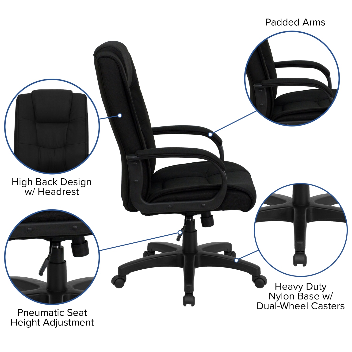 Flash Furniture Multi-Line Stitch Fabric High-Back Executive Office Chair, Black - Image 6