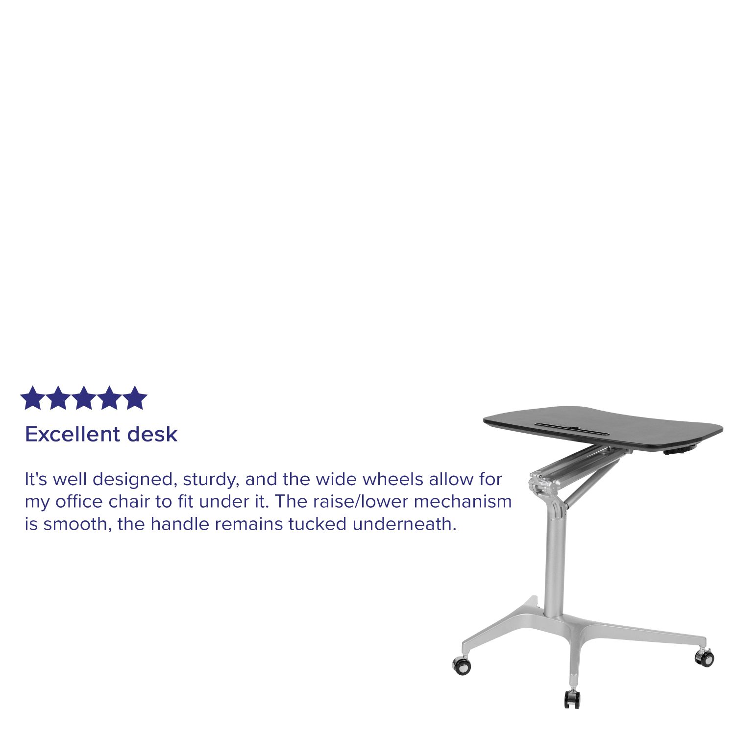 Flash Furniture Mobile Ergonomic 29inW Sit-Stand Computer Desk, Black - Image 5