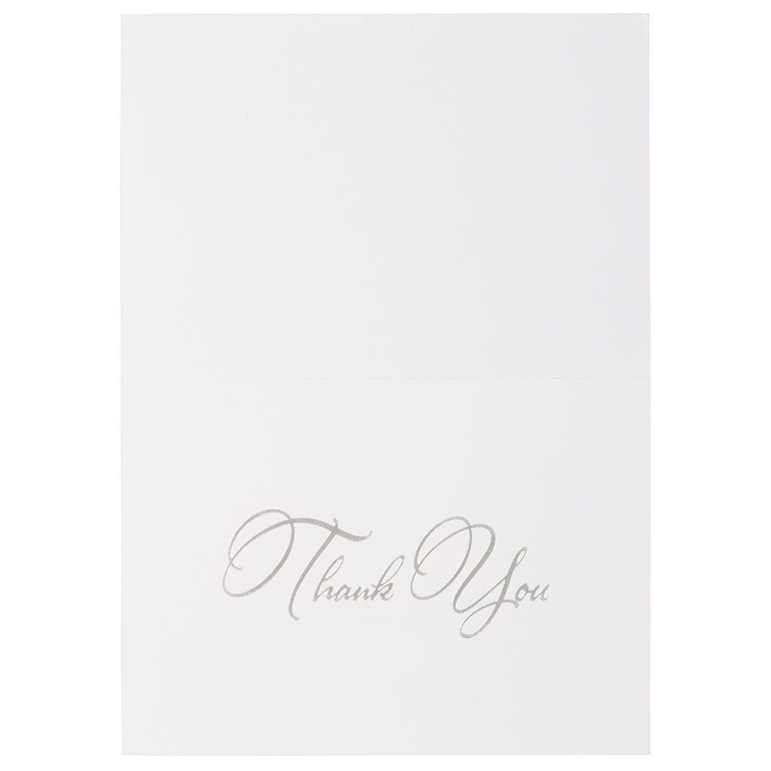 JAM Paper Thank You Card Sets, 4-7/8in x 3-3/8in, Silver Script Cards With Kraft Envelopes, Pack Of 25 Cards And Envelopes - Image 6