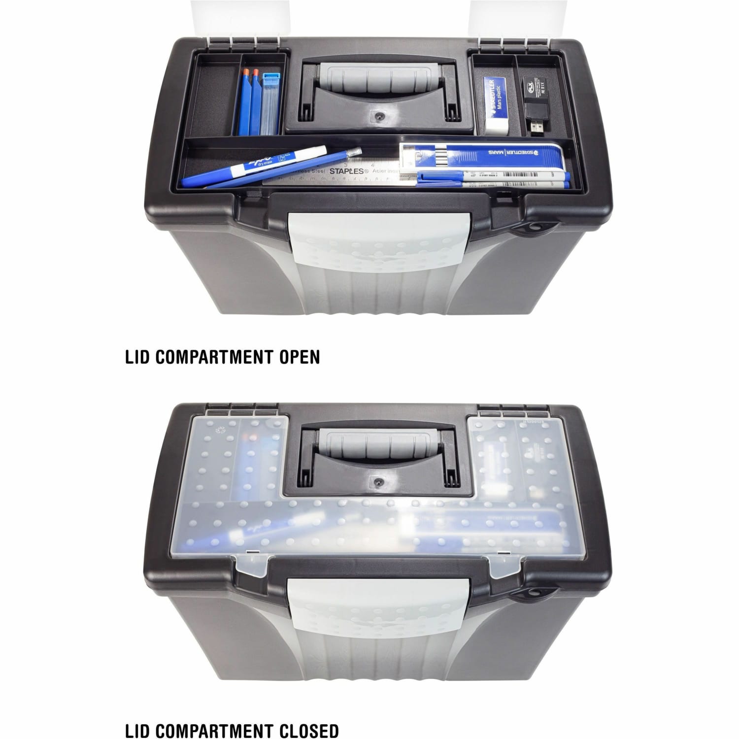 Storex Portable File Storage Box - External Dimensions: 14.5inx 10.5in Depth x 12in - Media Size Supported: Letter, Legal - 61510U01C - Image 3