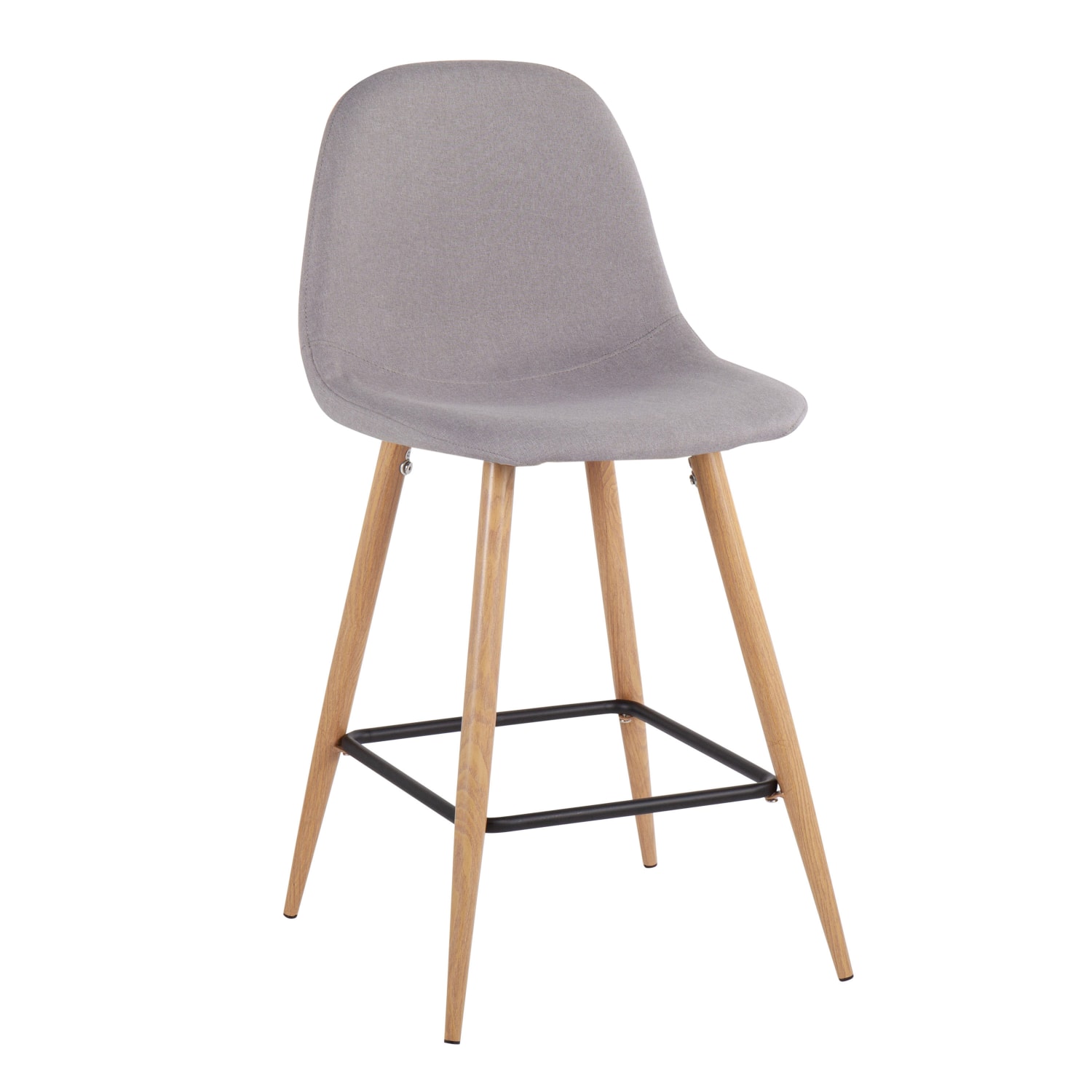 LumiSource Pebble Counter Stools, Natural/Light Gray, Set Of 2 Stools - Image 3