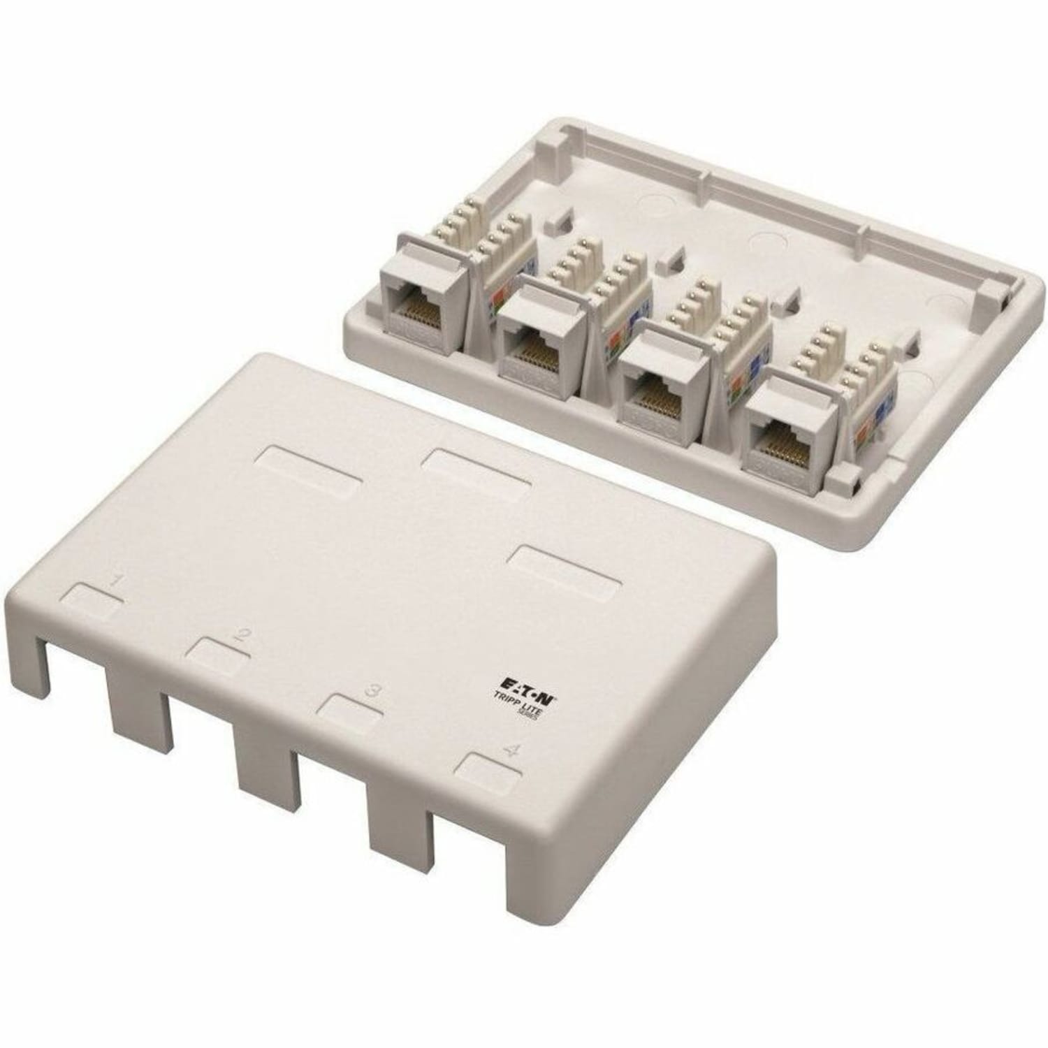 Eaton Tripp Lite Series Pre-Configured Unshielded Cat6 4-Port Surface-Mount Box, 110 IDC, RJ45, White - White - 4x RJ-45 Port(s) - N236-004-WH - Image 5
