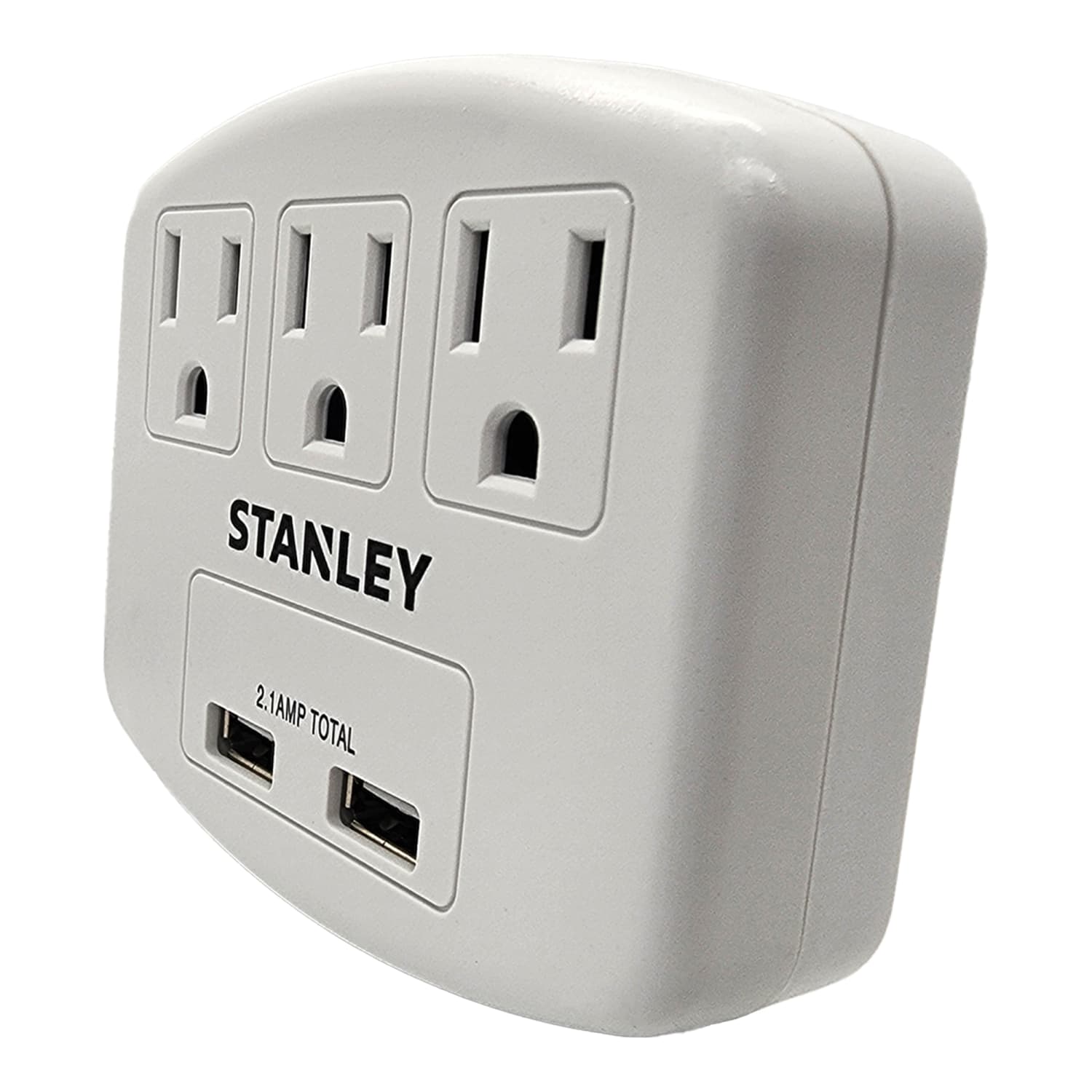 Stanley PlugMax 30407 3-AC-Outlet And 2-USB-Plug Wall Tap, White - Image 3