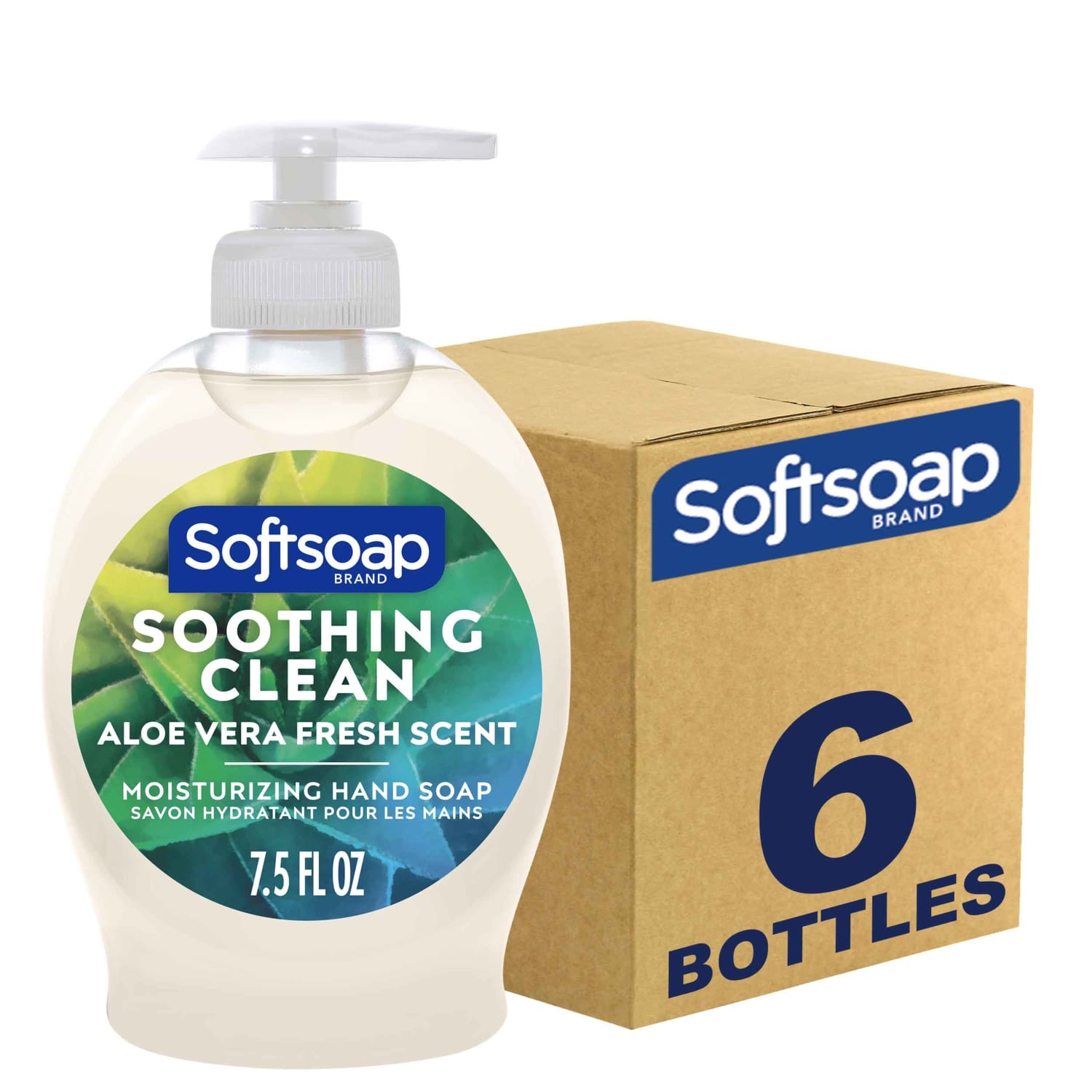 Softsoap Antibacterial Liquid Hand Soap Pump Bottles, Soothing Aloe Vera, 7.5 Oz, Pack Of 6 Bottles