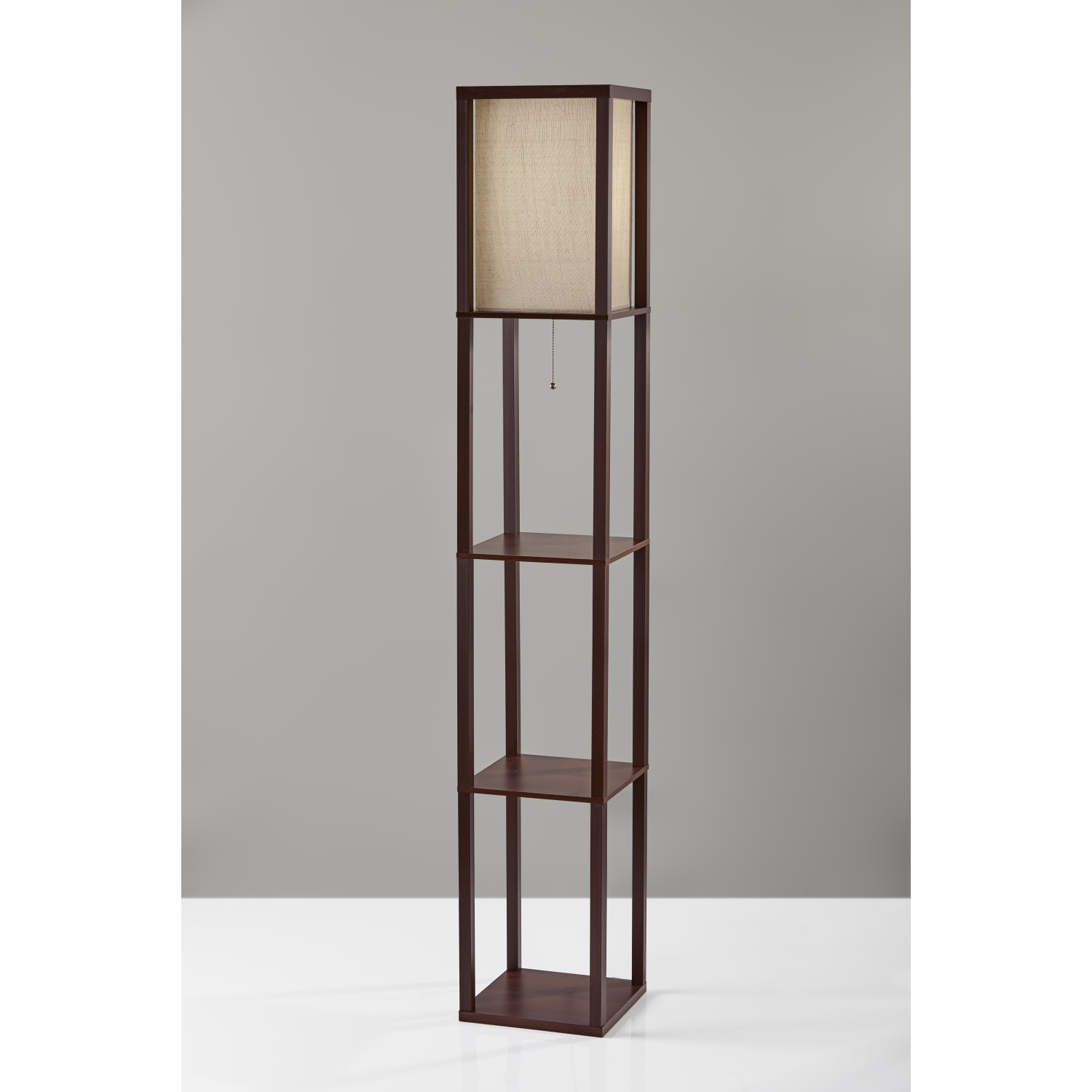 Adesso Wright Shelf Lamp, 63inH, Natural Shade/Walnut Base - Image 5
