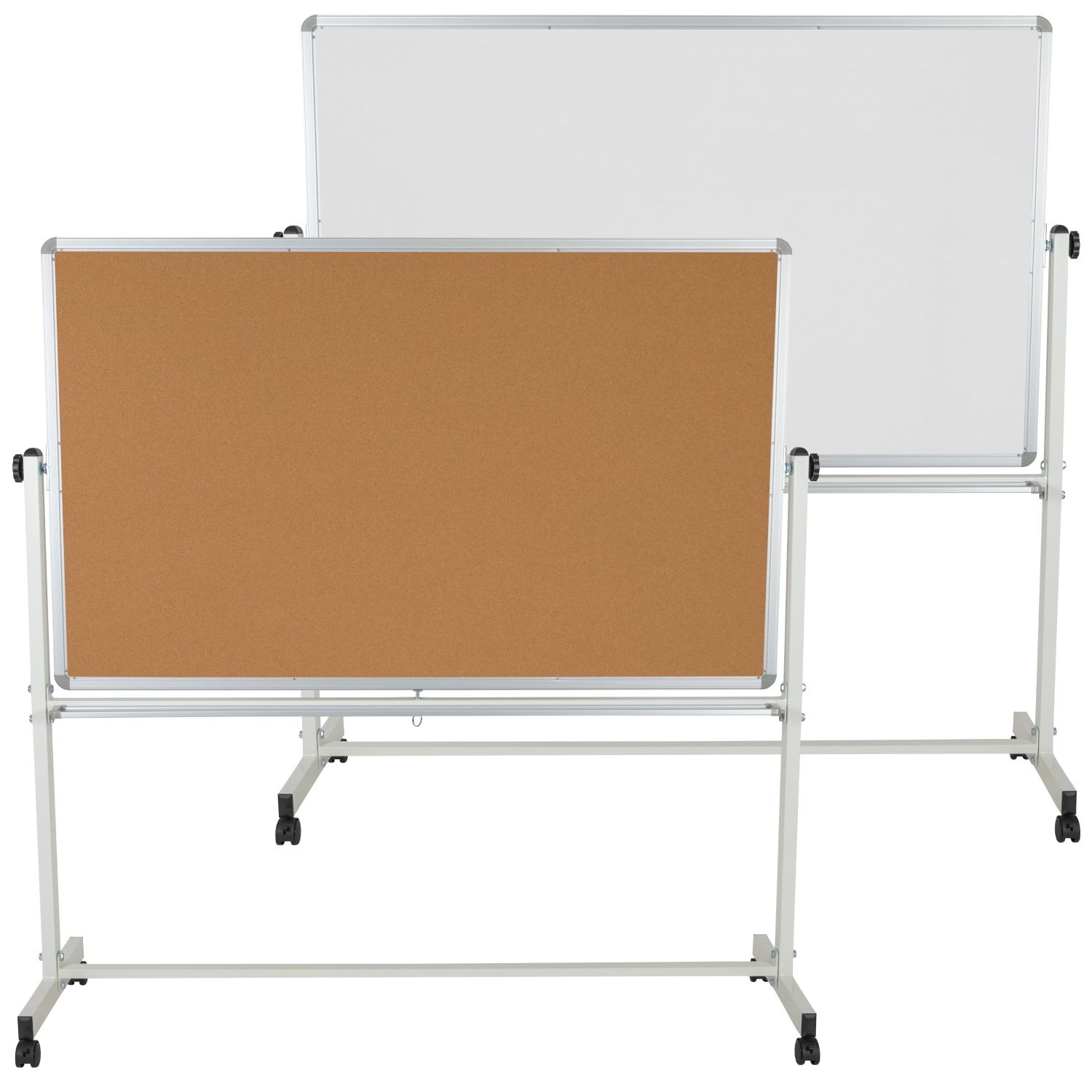 Flash Furniture Reversible Cork Bulletin/Magnetic Dry-Erase Whiteboard, 64 3/4in x 64 1/4in, Silver Aluminum Frame - Image 3