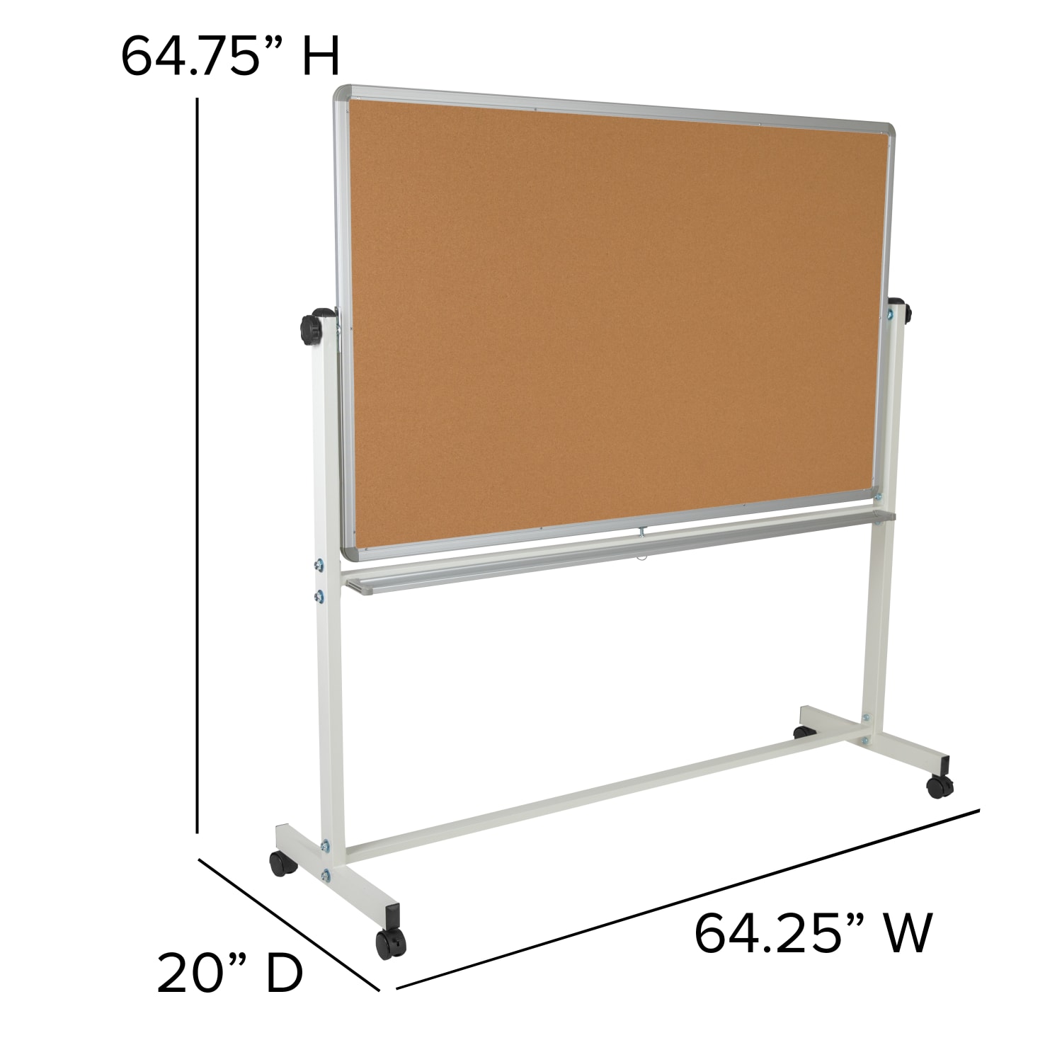 Flash Furniture Reversible Cork Bulletin/Magnetic Dry-Erase Whiteboard, 64 3/4in x 64 1/4in, Silver Aluminum Frame - Image 6