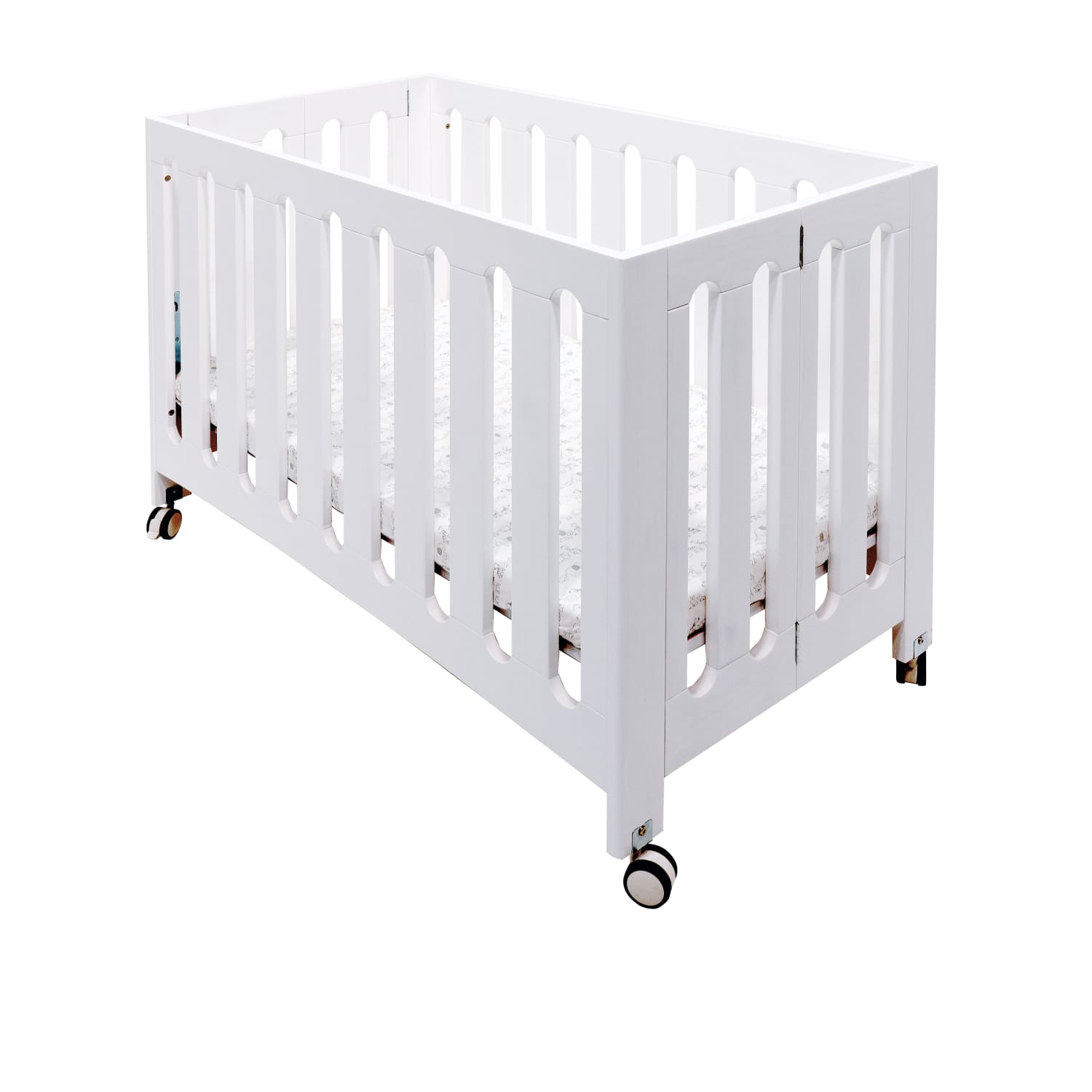 Coverplay Caden Compact Wood Crib, 27inH x 36inW x 40inD, White