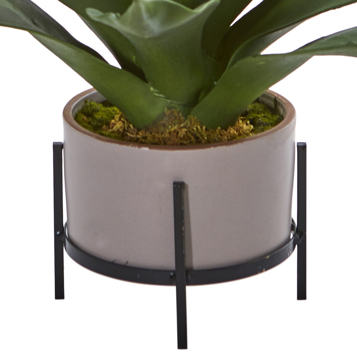 Nearly Natural Agave Succulent 14inH Plastic Plant With Decorative Planter, 14inH x 9inW x 9inD, Green - Image 4