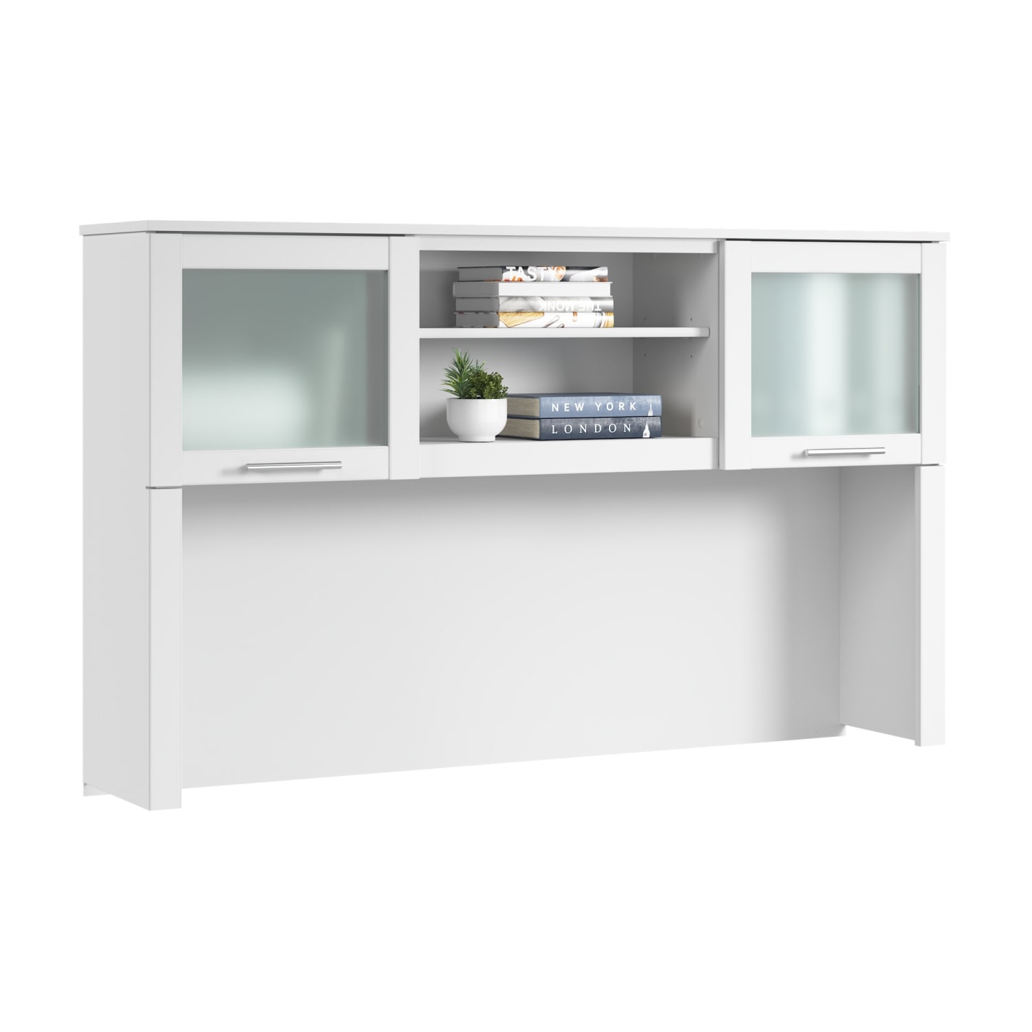 Bush Furniture Hutch For L-Shaped Desk, 60inW, White, Standard Delivery - Image 3