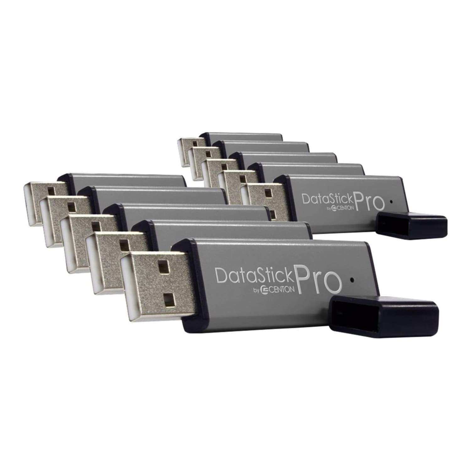 Centon DataStick Pro USB 2.0 Flash Drives, 2GB, Gray, Pack Of 10 Drives - Image 5
