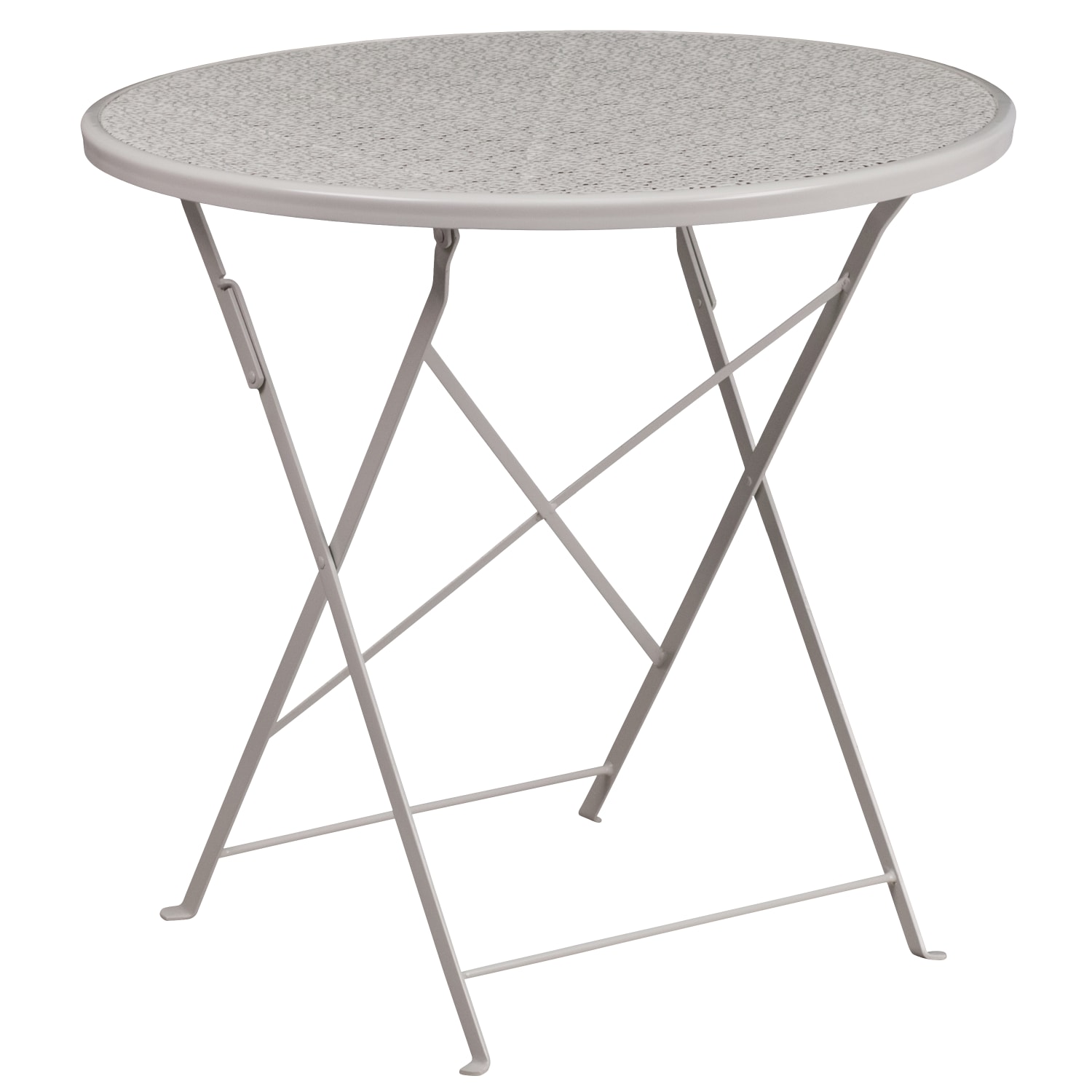 Flash Furniture Oia Commercial Grade 30in Round Indoor-Outdoor Steel Folding Patio Table, 28inH x 30inW x 30inD, Light Gray - Image 3