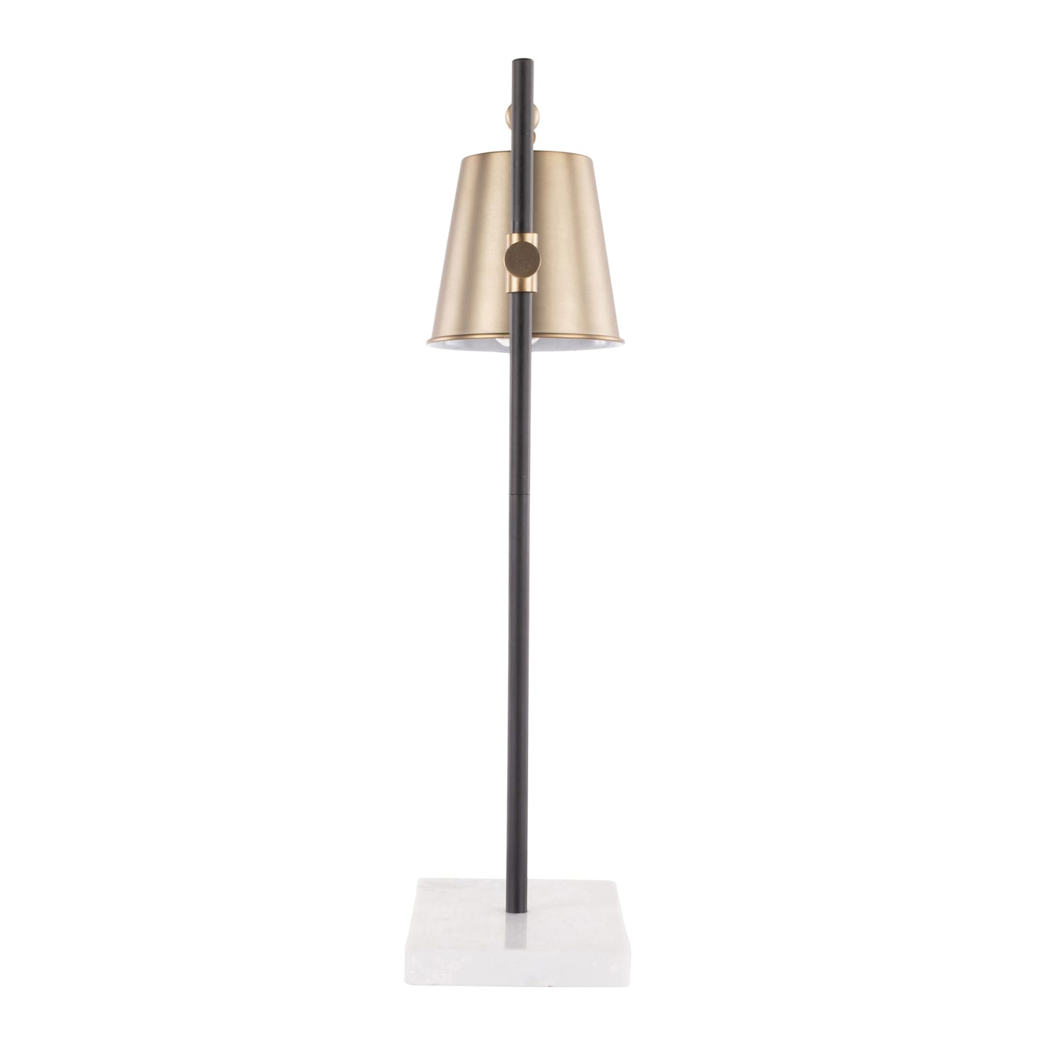 Lumisource Metric Industrial Table Lamp, Adjustable Height, Antique Brass Shade/White And Black Base - Image 5