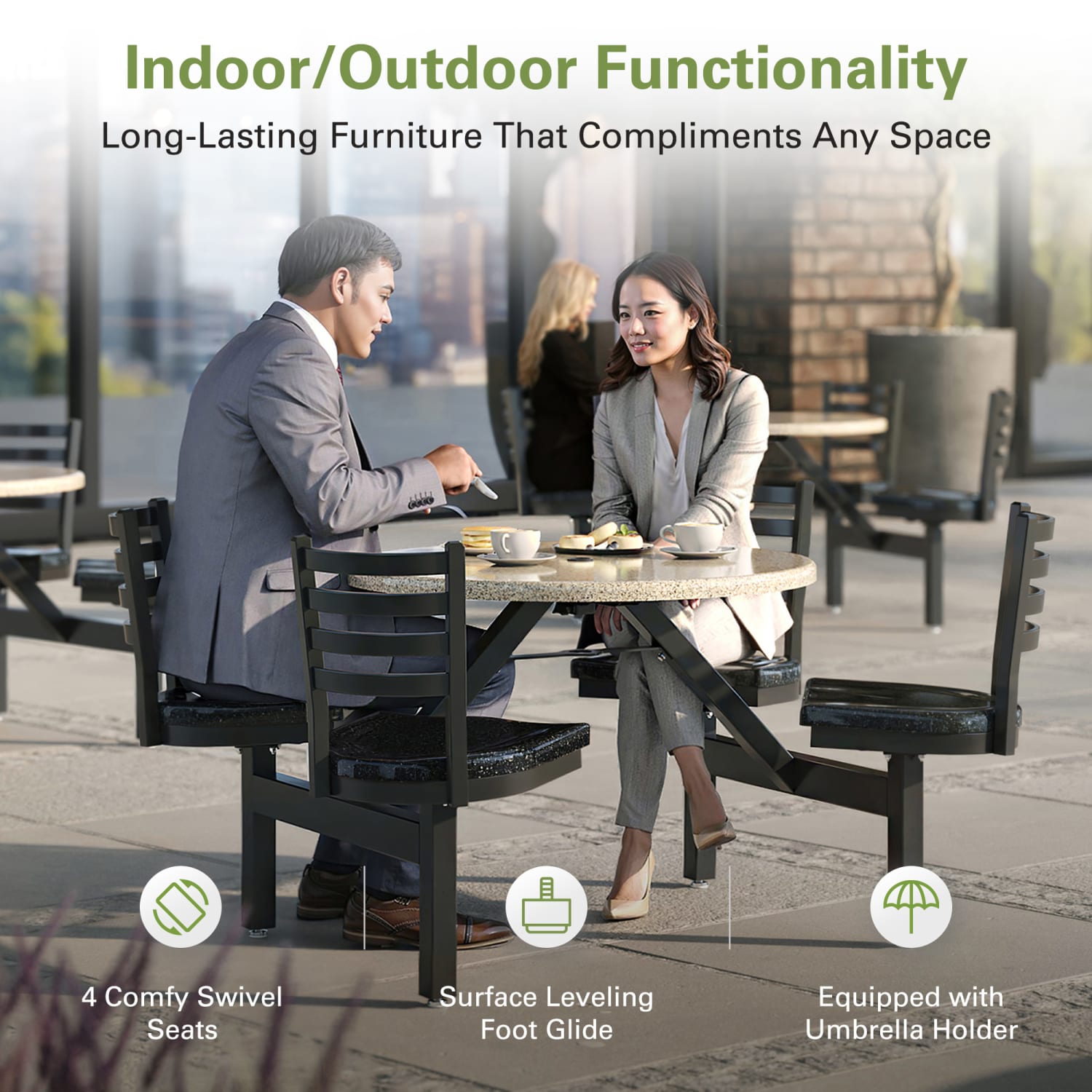 Palmer Hamilton Covey Outdoor Cluster Table With 4 Seats, 29in x 54in, Cappuccino/Obsidian - Image 6