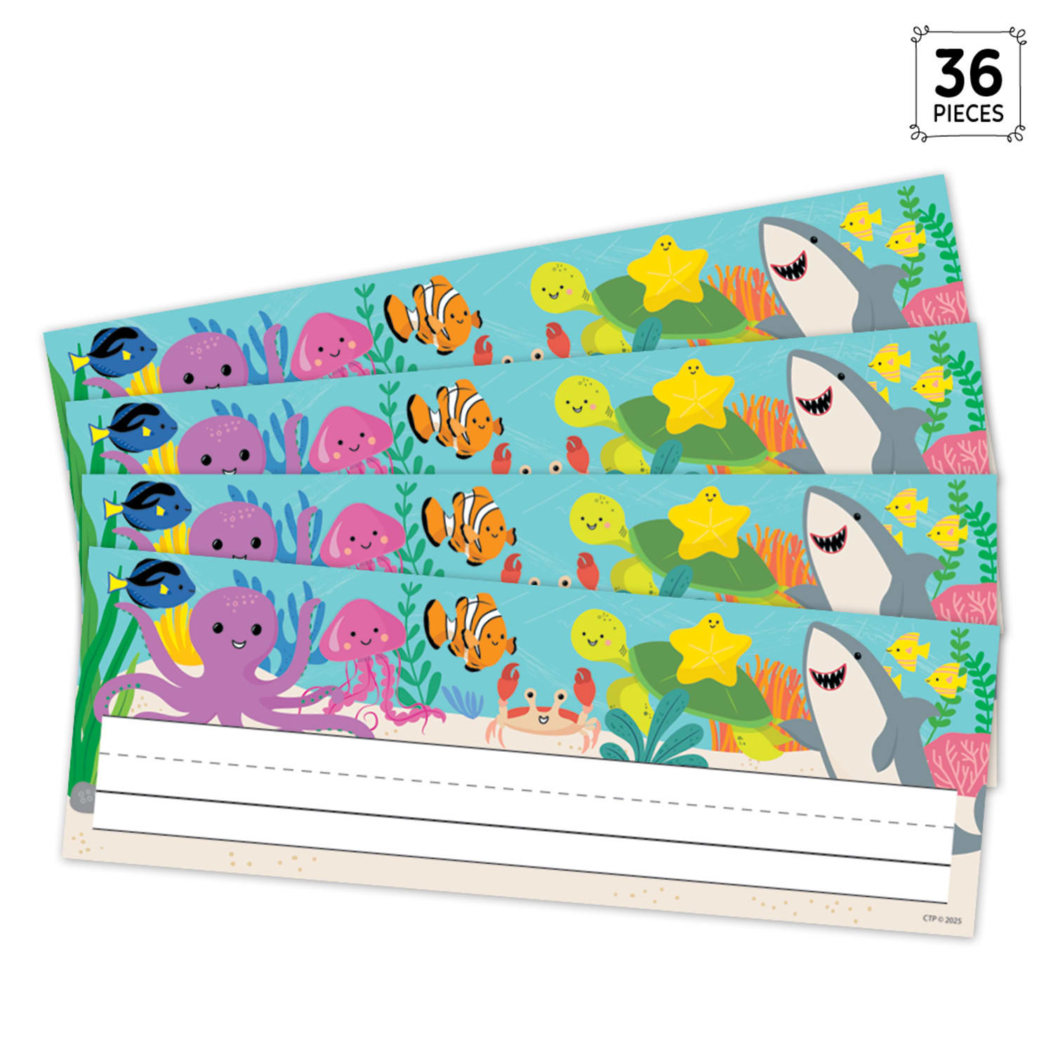 Creative Teaching Press Name Plates, Sea Friends, 36 Per Pack, Set Of 3 Packs - Image 4