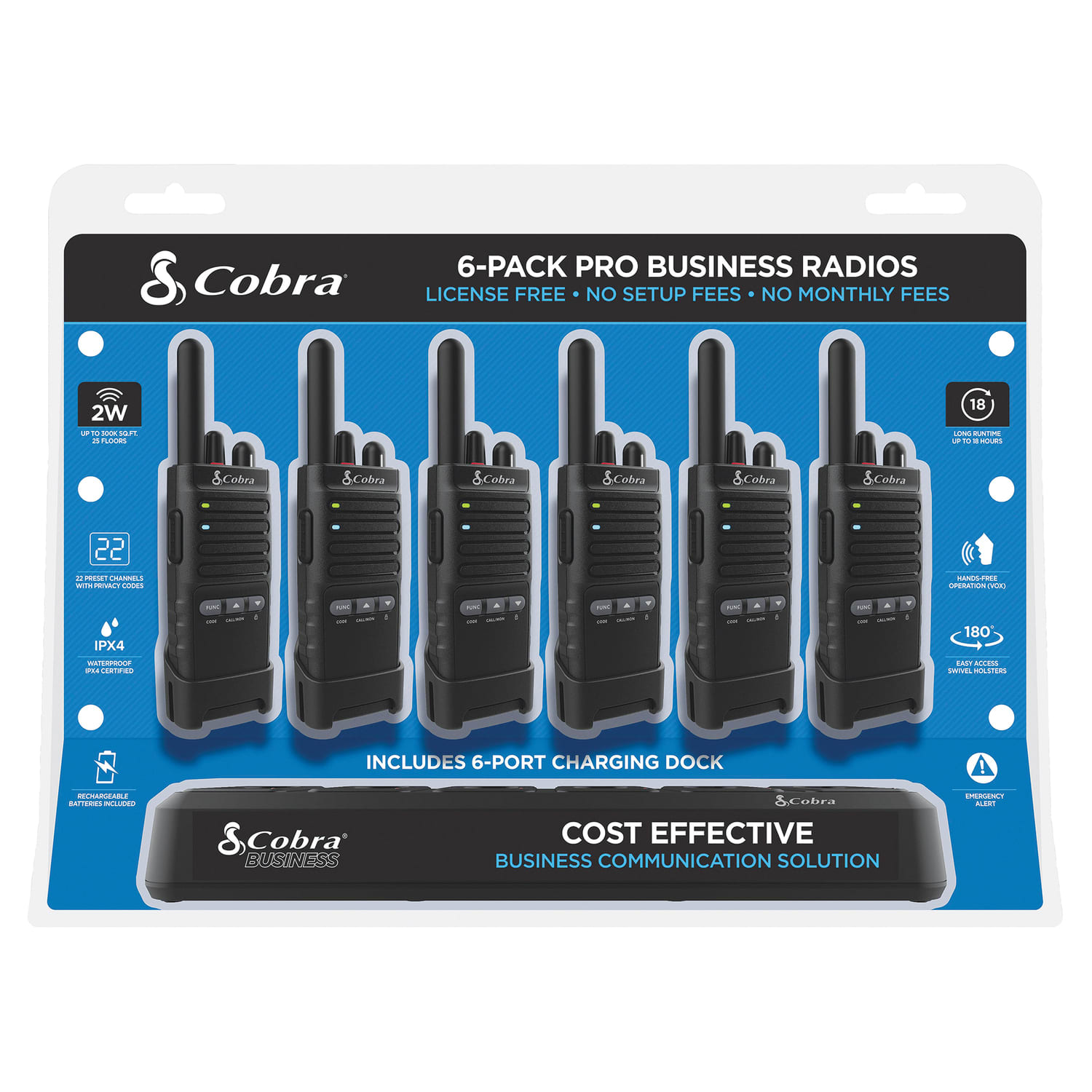 Cobra Pro Business 42-Mile-Range 2-Way Radios, Black, 6-Pack, PX650 - Image 6