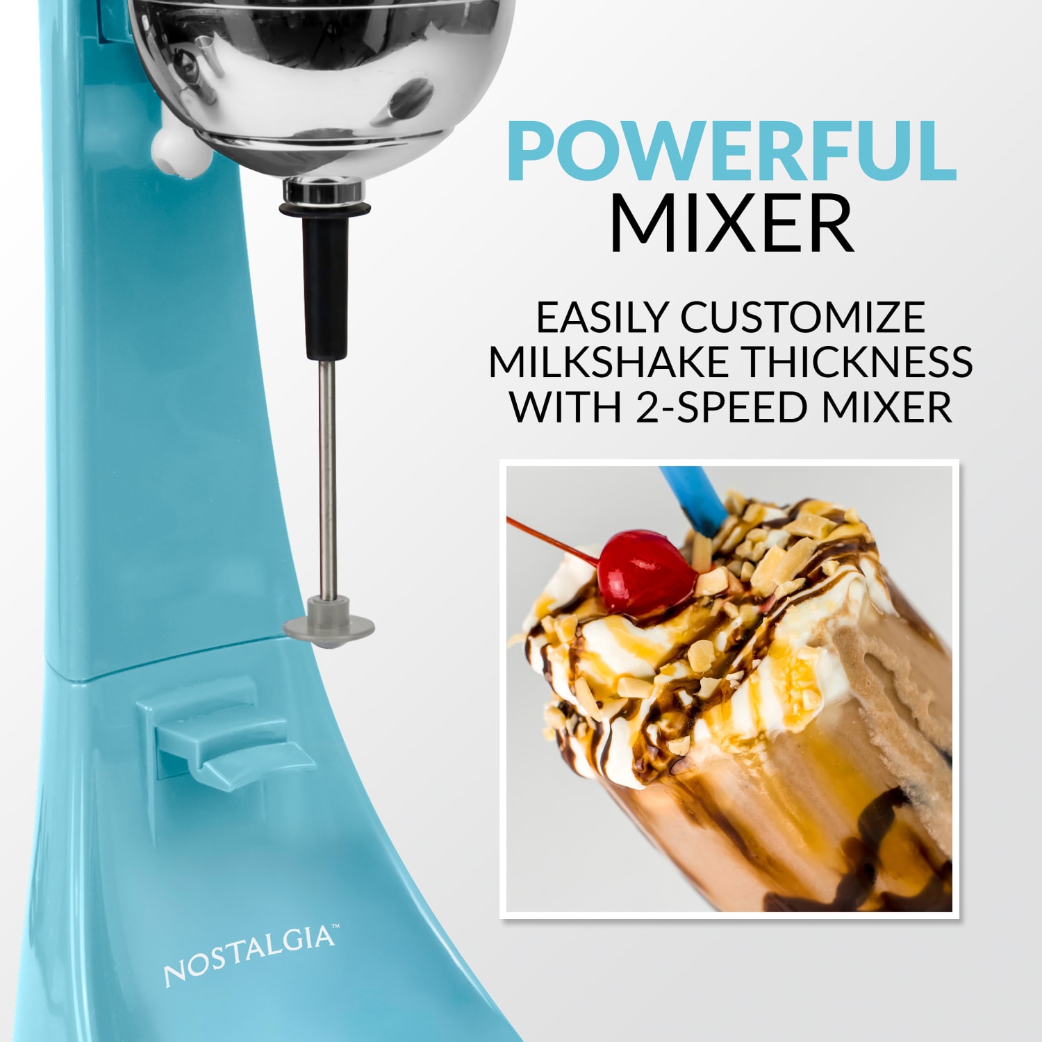 Nostalgia Electrics 2-Speed Milkshake Maker, Blue - Image 5