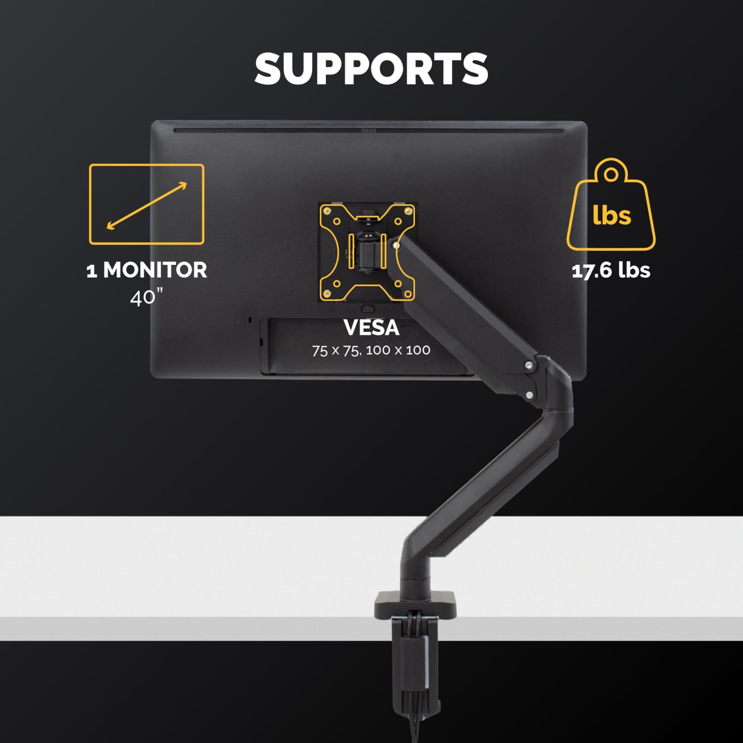 Fellowes Platinum Series Single-Monitor Arm For Monitors Up To 32in, 17 1/4inH x 4 1/2inW x 18 9/16inD, Black, 8043301 - Image 3