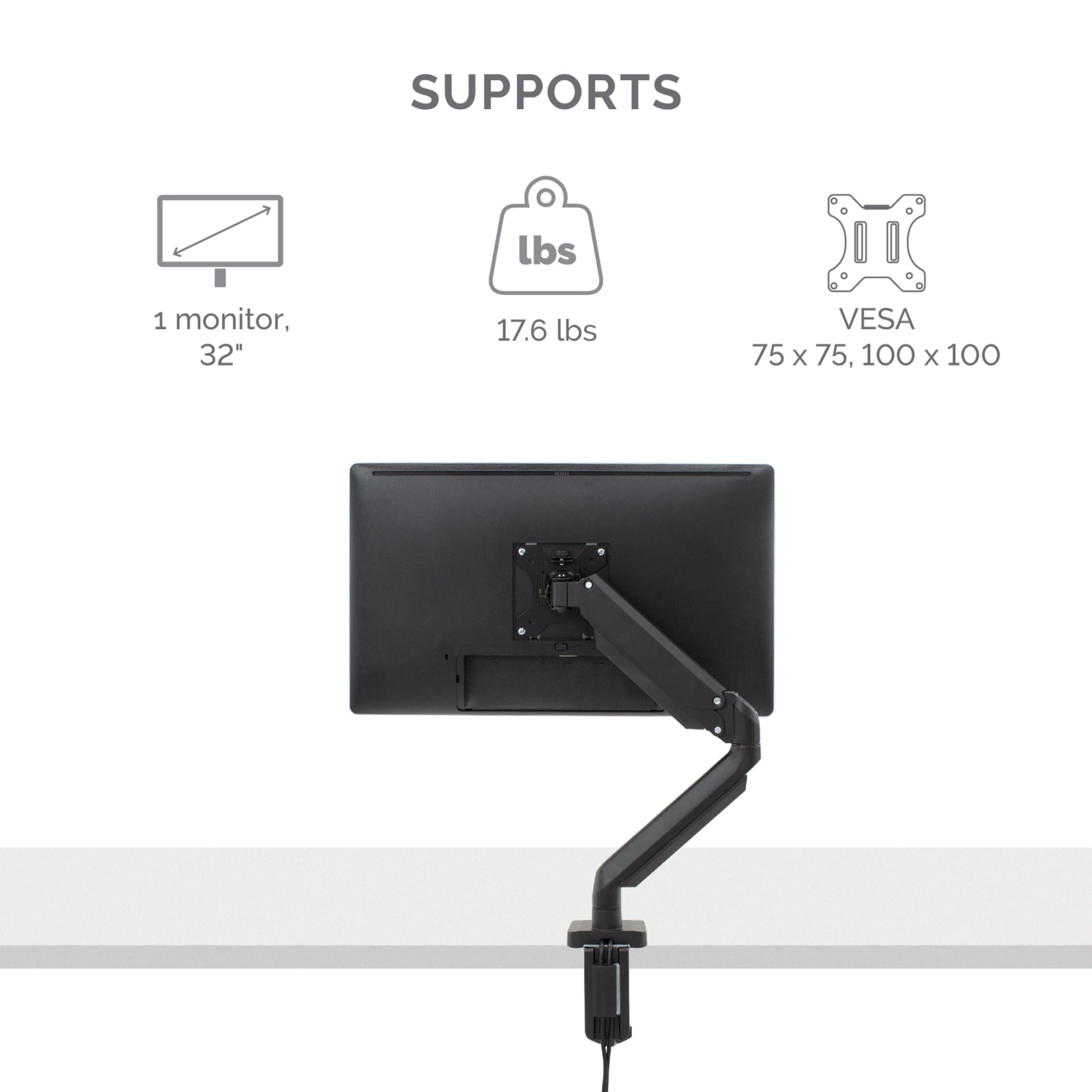 Fellowes Platinum Series Single-Monitor Arm For Monitors Up To 32in, 17 1/4inH x 4 1/2inW x 18 9/16inD, Black, 8043301 - Image 6