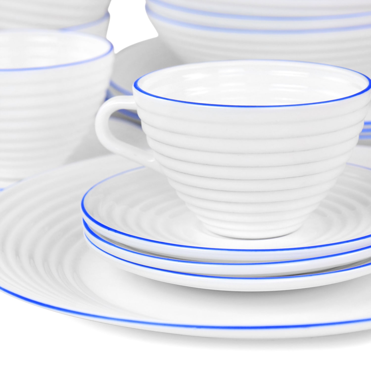 Gibson Elite Oster Juego De Vajilia 16-Piece Opal Glass Dinnerware Set, White - Image 4