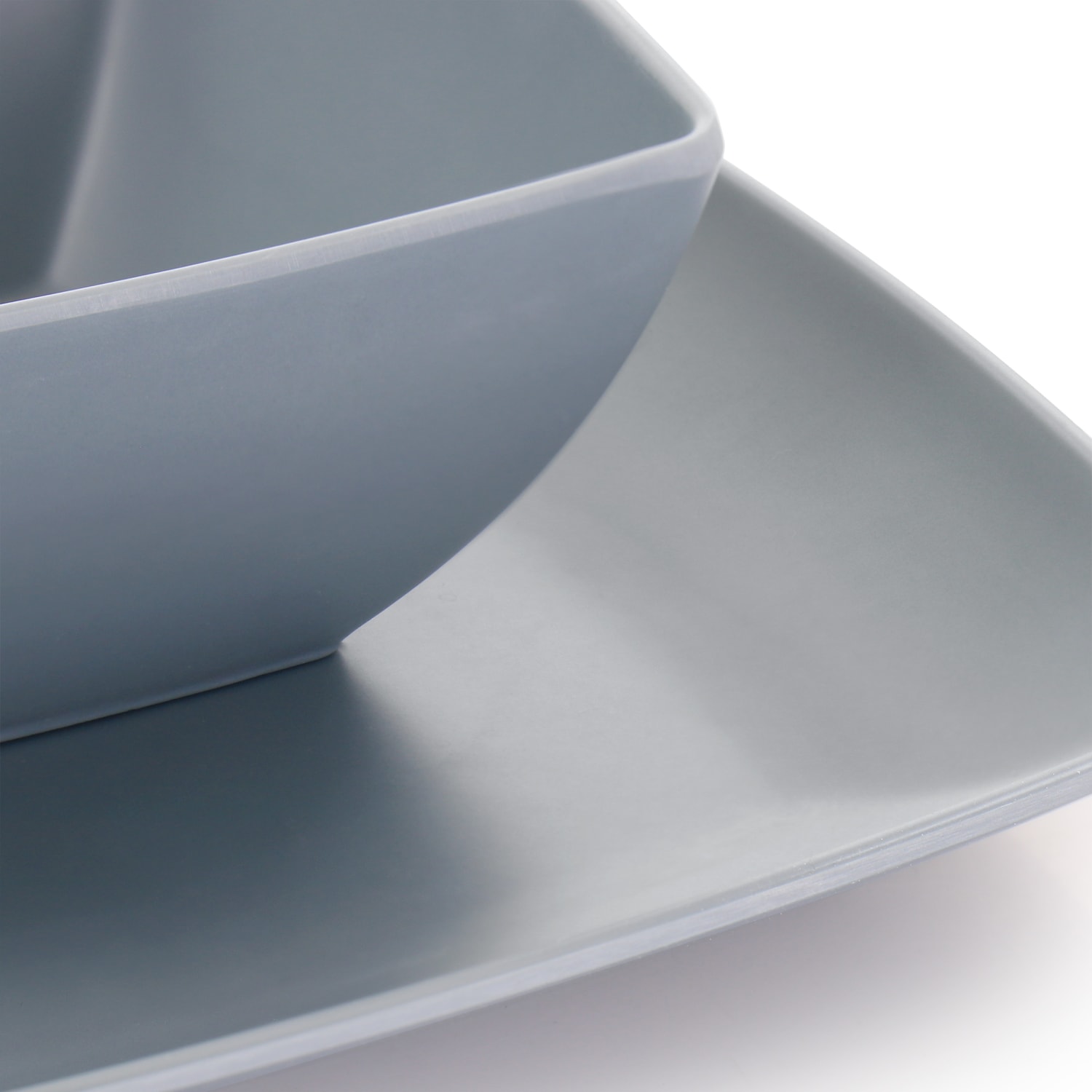 Gibson Home 12-Piece Grayson Melamine Square Dinnerware Set, Gray - Image 5