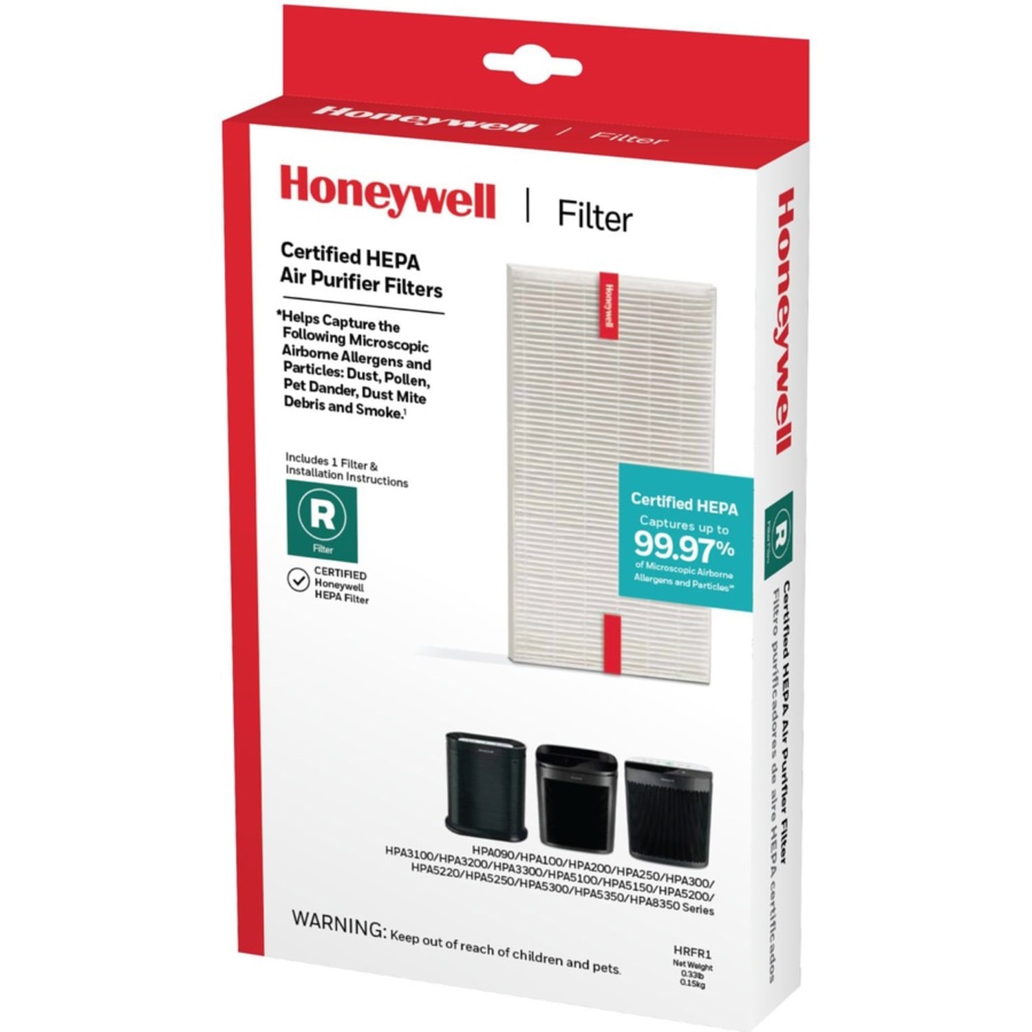 Honeywell HEPA Air Purifier R Filter - HEPA - For Air Purifier - Remove Allergens - 100% Particle Removal Efficiency - 0 mil Particles - 10.3in Height x 1.6in Width x 6.5in Depth - 1 Each - Image 4