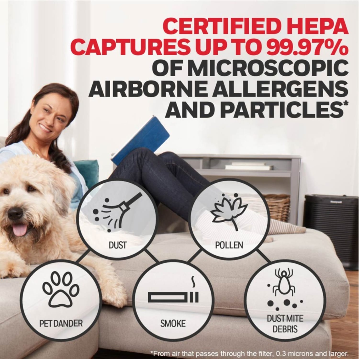 Honeywell HEPA Air Purifier R Filter - HEPA - For Air Purifier - Remove Allergens - 100% Particle Removal Efficiency - 0 mil Particles - 10.3in Height x 1.6in Width x 6.5in Depth - 1 Each - Image 5