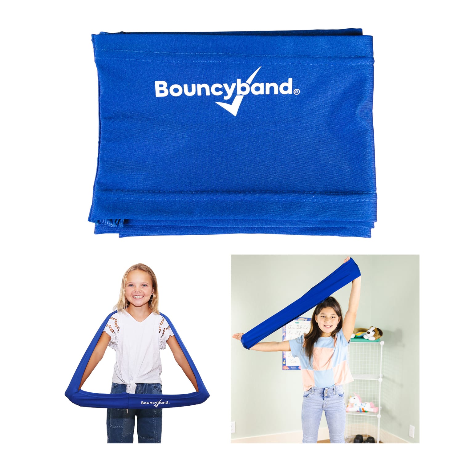 Bouncyband Calming Stretchy Band Fidget Toy, 30in x 6in, Blue