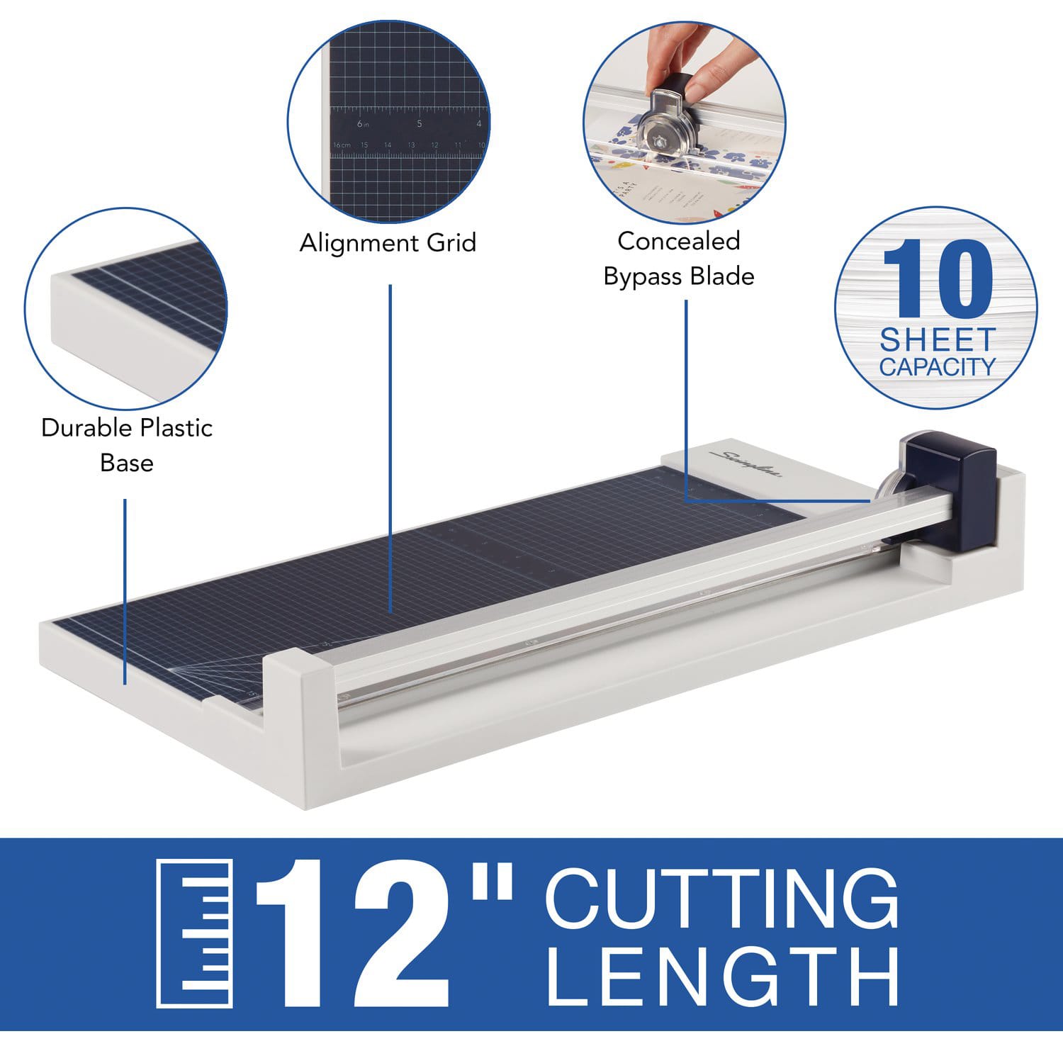 Swingline ClassicCut Rotary Trimmer, 17-7/16inH x 8-7/8inW x 3-7/8inD, Silver - Image 5