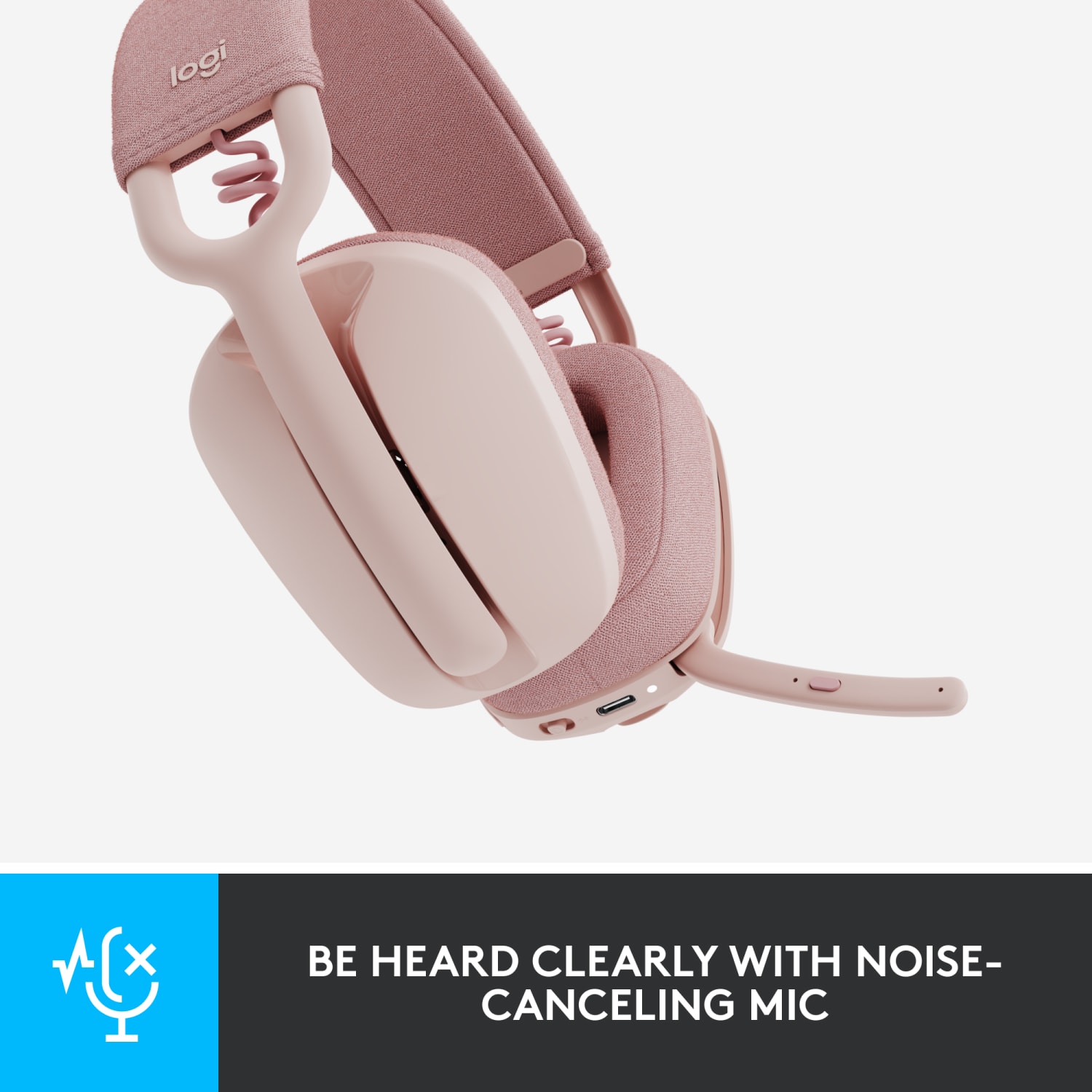 Logitech Zone Vibe 100 - Rose - Stereo - Wireless - Bluetooth - 98.4 ft - On-ear - Binaural - Noise Cancelling Microphone - Rose - Image 4