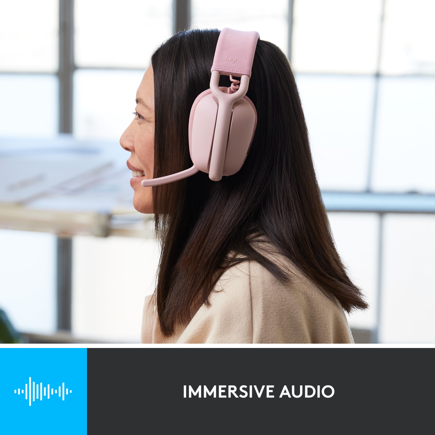 Logitech Zone Vibe 100 - Rose - Stereo - Wireless - Bluetooth - 98.4 ft - On-ear - Binaural - Noise Cancelling Microphone - Rose - Image 5