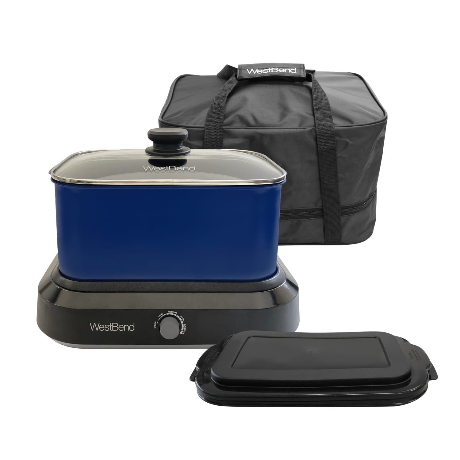 West Bend 6-Quart Oblong Slow Cooker, Blue - Image 3