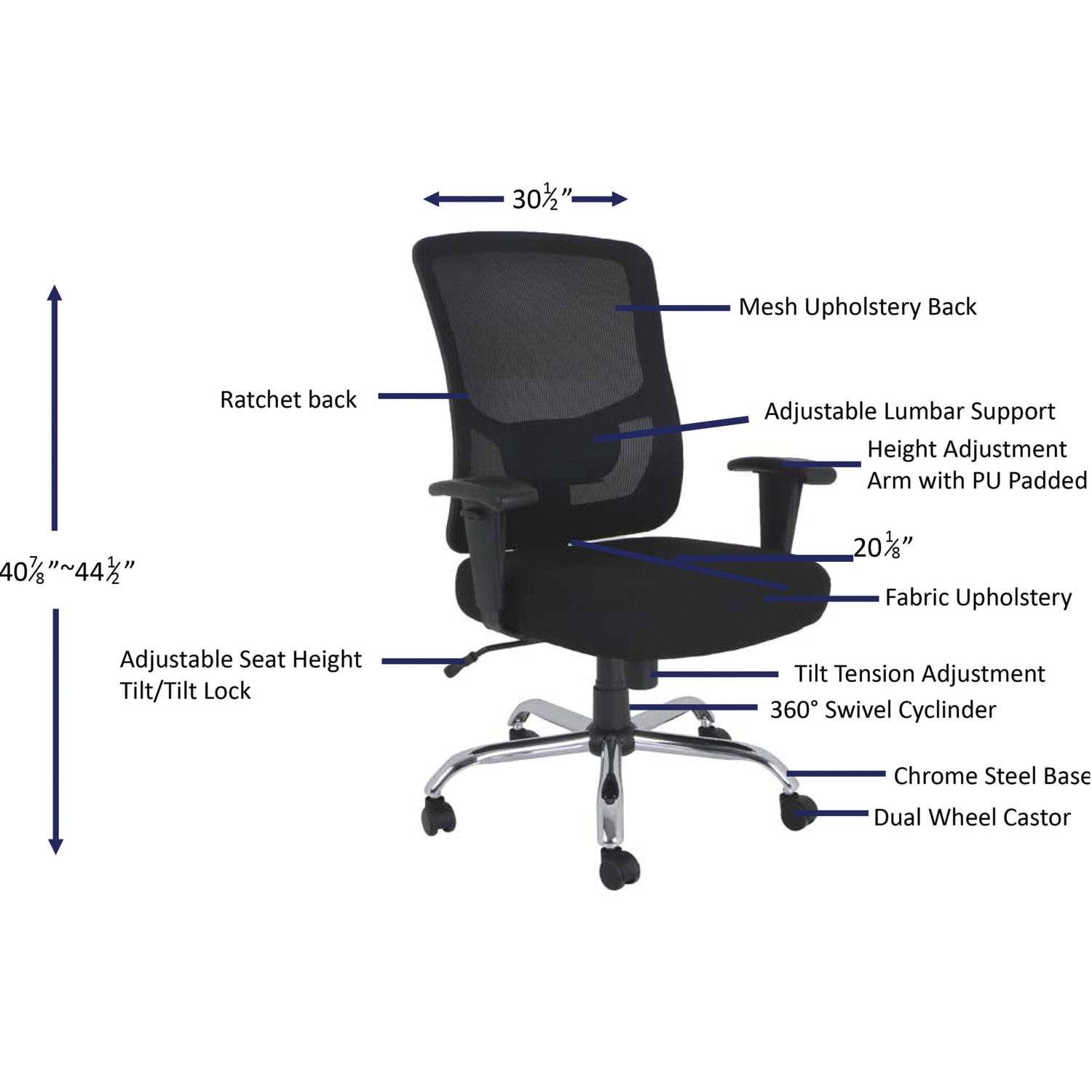 Lorell Big & Tall Ergonomic Mesh Mid-Back Task Chair, Black - Image 5