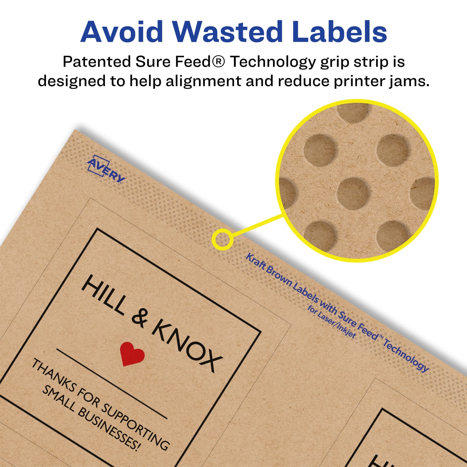 Avery Kraft Permanent Labels With Sure Feed, 94109-KMP25, Square, 2-3/4in x 2-3/4in, Brown, Pack Of 150 - Image 5