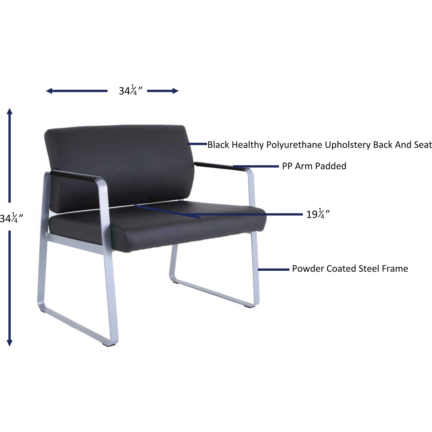 Lorell Healthcare Seating Bariatric Guest Chair, Black - Image 9