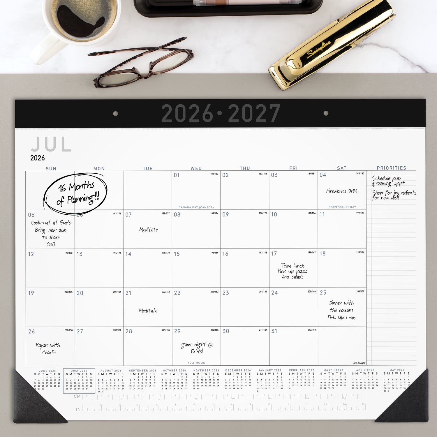 AT-A-GLANCE Contemporary Academic 2026-2027 Monthly Desk Pad Calendar, Standard, 21 3/4in x 17in - Image 3