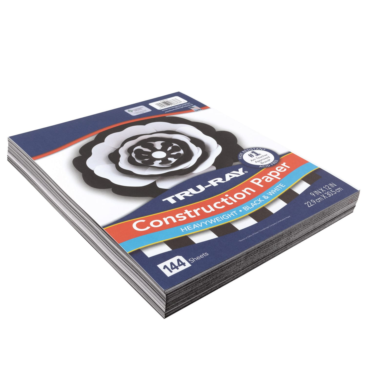 Tru-Ray Construction Paper, Heavyweight, 9in x 12in, Black & White, 144 Sheets Per Pack, Set Of 3 Packs - Image 5